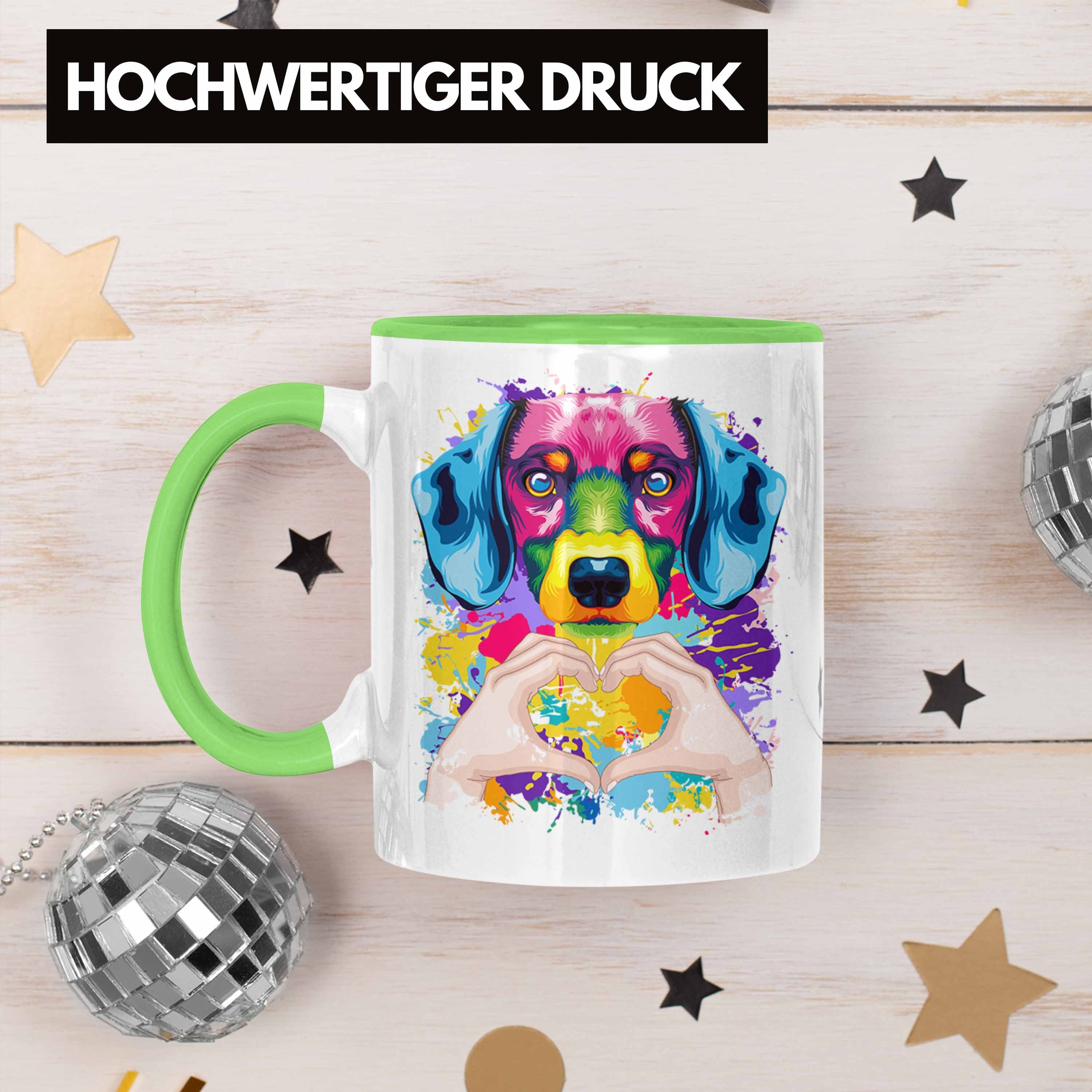 Trendation Grün Tasse Love Spruch Tasse Farbe Lustiger Geschenkidee Besitzer Dackel Geschenk