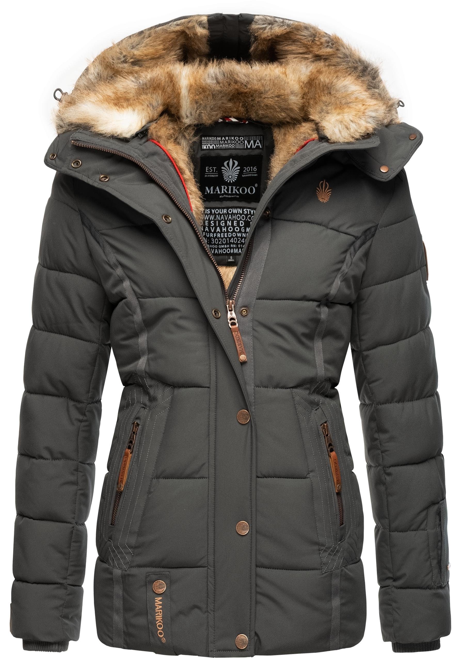 Marikoo Winterjacke Nekoo stylische Damen Steppjacke mit großer Kapuze