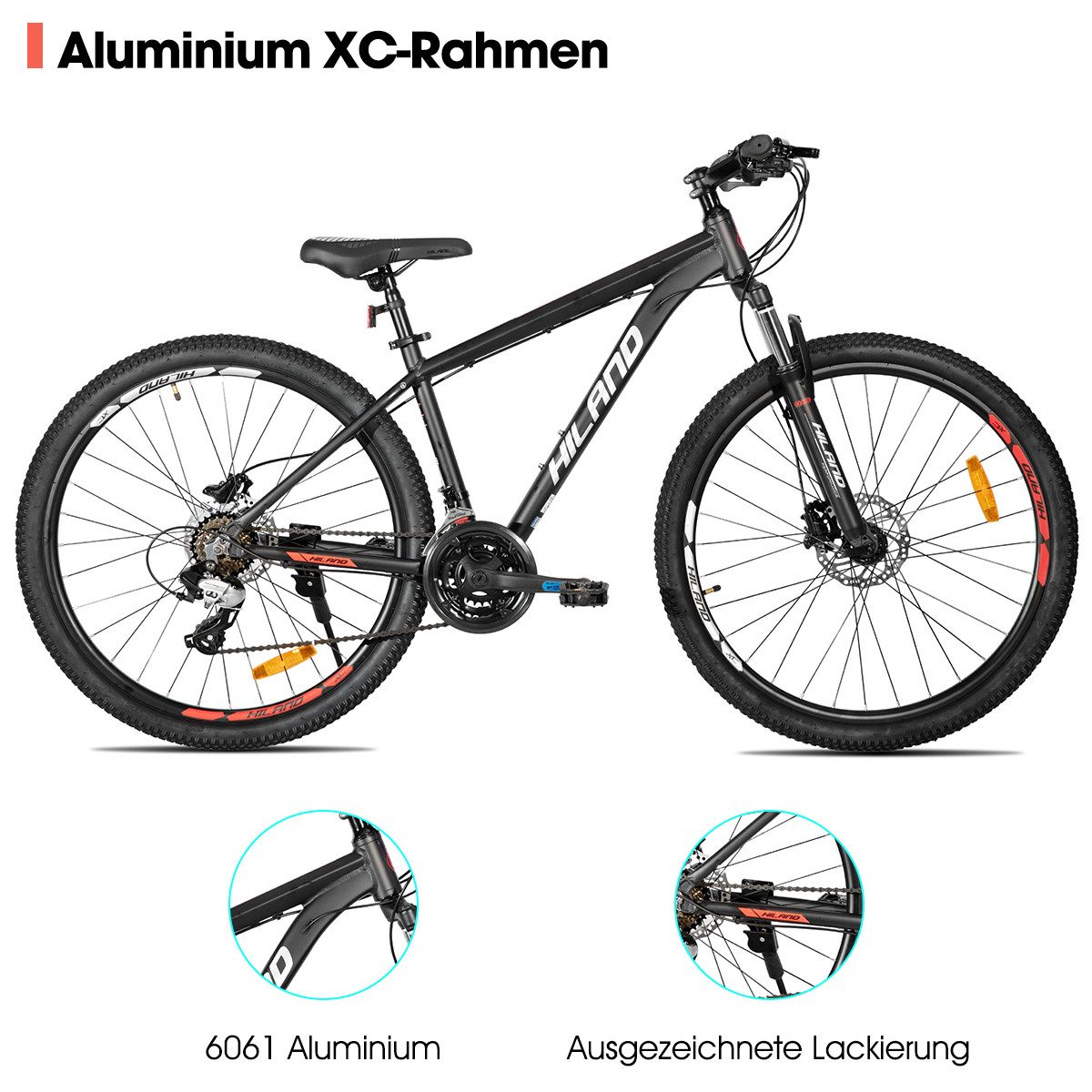 HILAND Mountainbike 27.5 Zoll Offroad-MTB für Erwachsene, Männer und Frauen, 24 Gang, 24 Gänge, leichter Aluminiumrahmen, hydraulische Scheibenbremsen