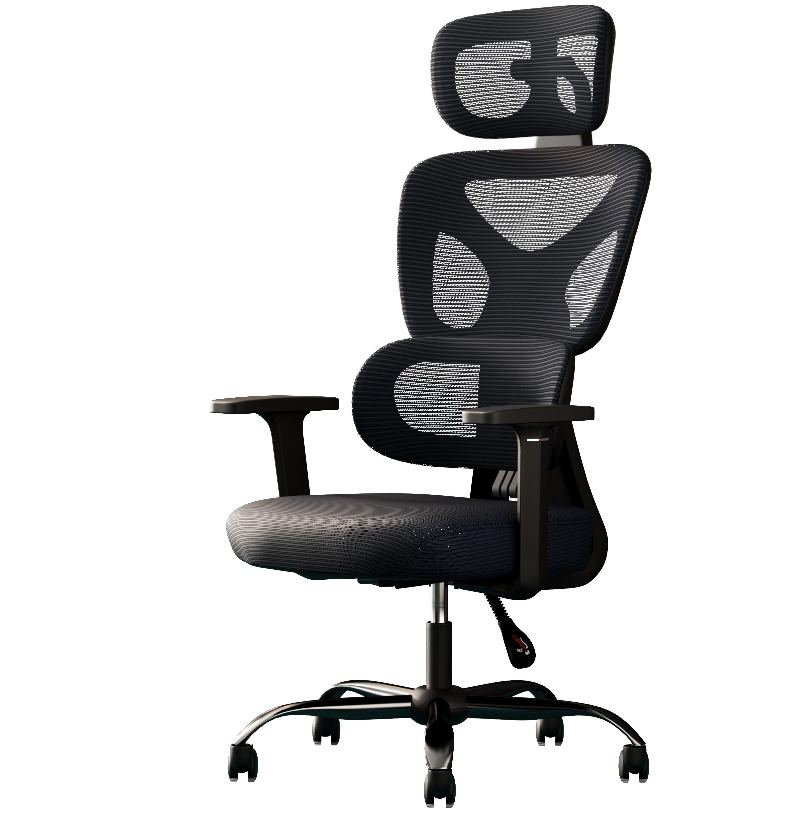 Huracan Bürostuhl Ergonomischer Bürostuhl mit Selbstjustierender Lendenstütze (Bequemer Schreibtischstuhl, Max. Belastung 150kg), Atmungsaktives Netzgewebe, 360° Drehbar,Höhenverstellbarer