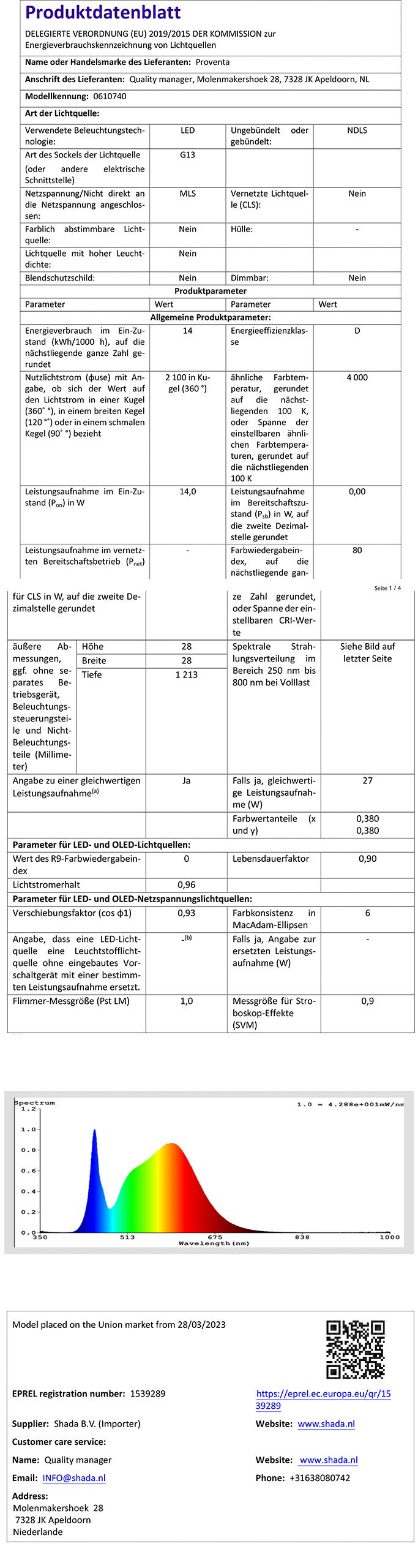 proventa LED Deckenleuchte Feuchtraumleuchte, LED, mit HF-Bewegungsmelder und LED-Röhre 120 cm 14W neutralweiß IP65