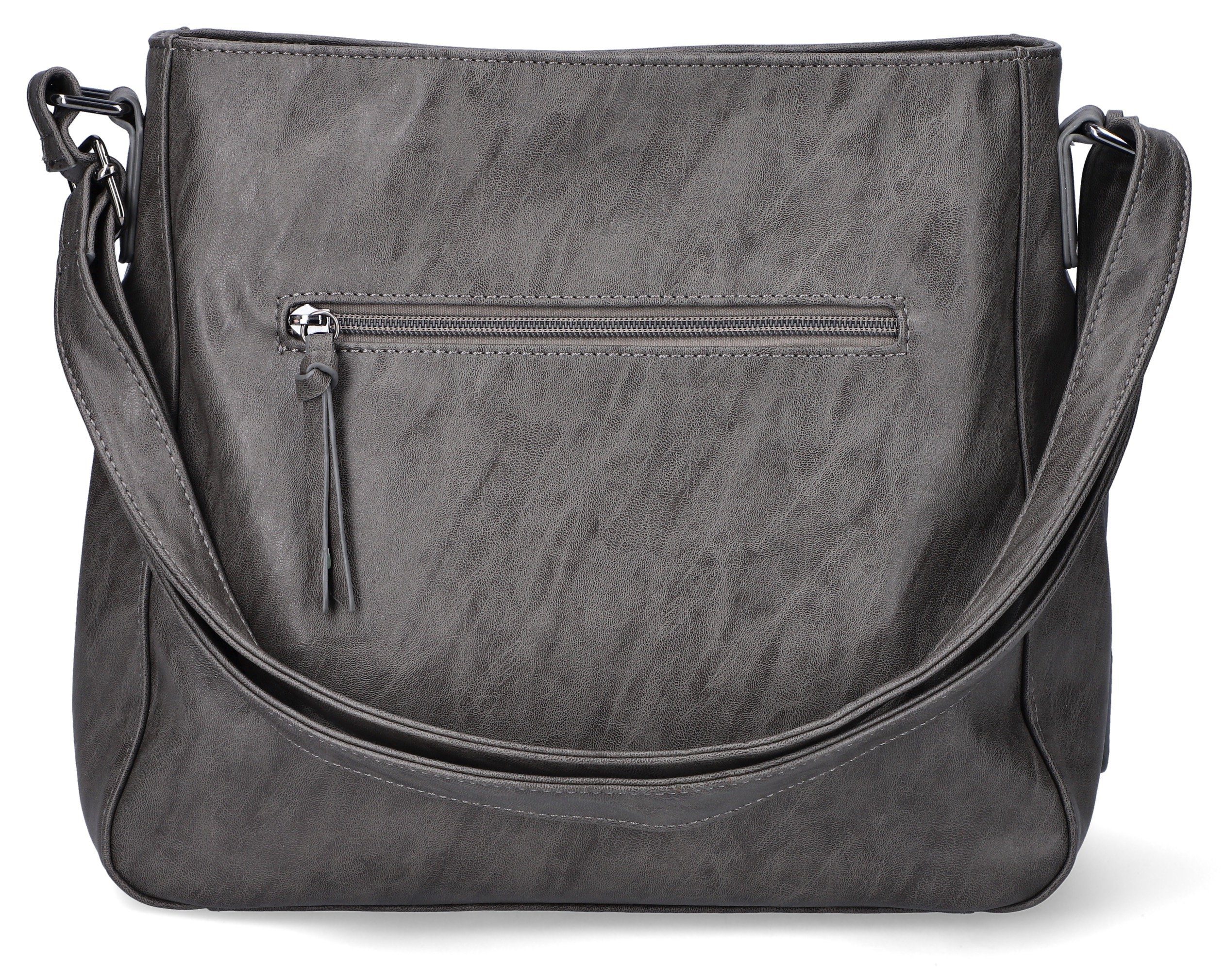 Rieker Umhängetasche Montenegro/Guana/Eagle, Damen Schultertasche, Handtasche mit Zierschnalle und Flechtband