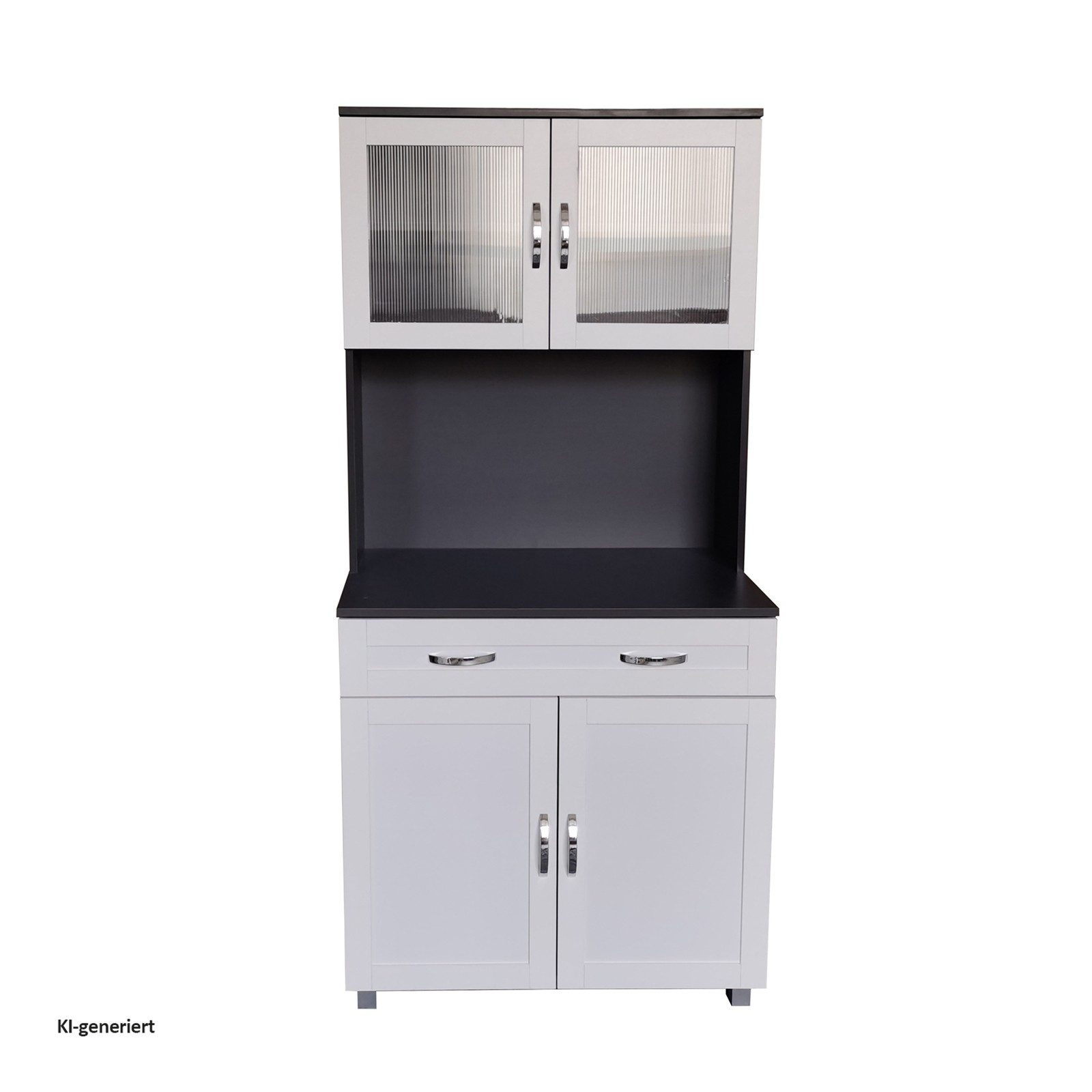 HTI-Living Hochschrank Küchenbuffet mit Glasteil Grau/Weiß Blanca (Stück, 1-St., 1 Schrank) Küchenschrank Hochschrank