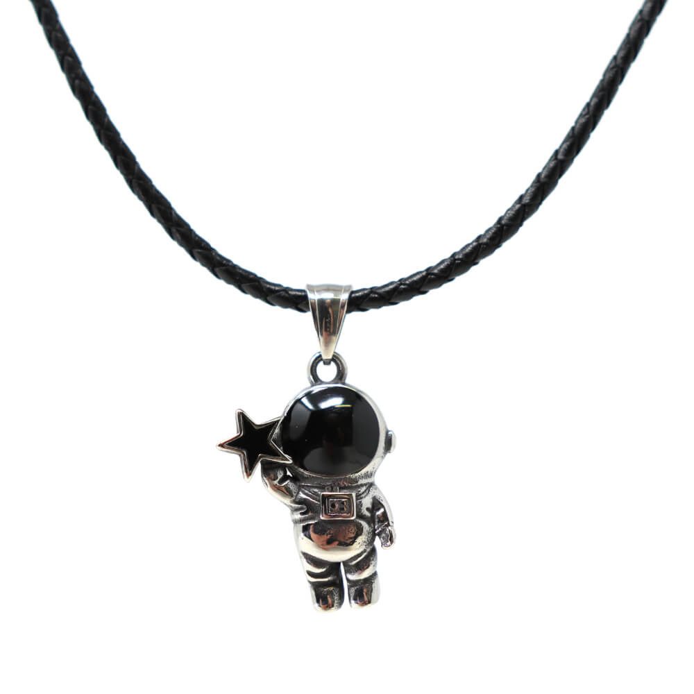 DALMARO Kette mit Anhänger Lederkette Edelstahlkette 316L ASTRONAUT, Herren günstig online kaufen