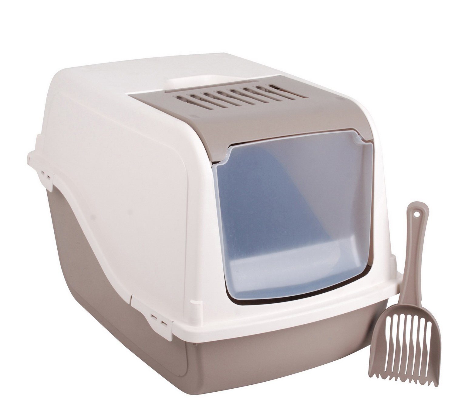 Kats Katzentoilette Katzenklo mit Haube, Schwingtür und Schaufel, Haubentoi günstig online kaufen