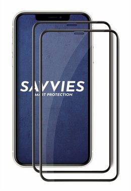 Savvies Xtreme Glass 3D Full Cover Panzerglas für Apple iPhone 11 (schwarz) für Apple iPhone 11, Displayschutzglas, 2 Stück, Schutzglas klar