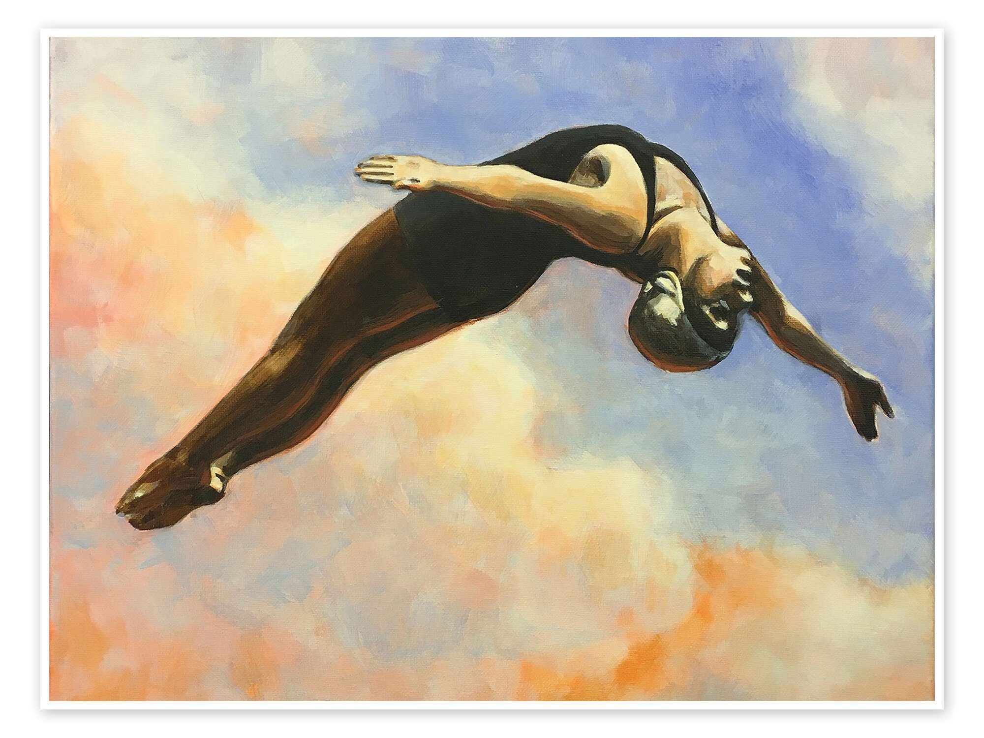 Posterlounge Wandbild Sprung durch orangefarbene Wolken, Sarah Morrissette, erhältlich als Poster, Leinwandbild, Wandsticker oder Acrylglasbild