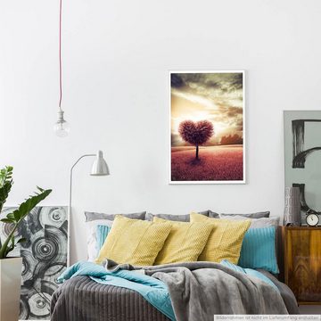 Sinus Art Poster 60x90cm Fotocollage von herzförmigen Baum auf rosa Wiese