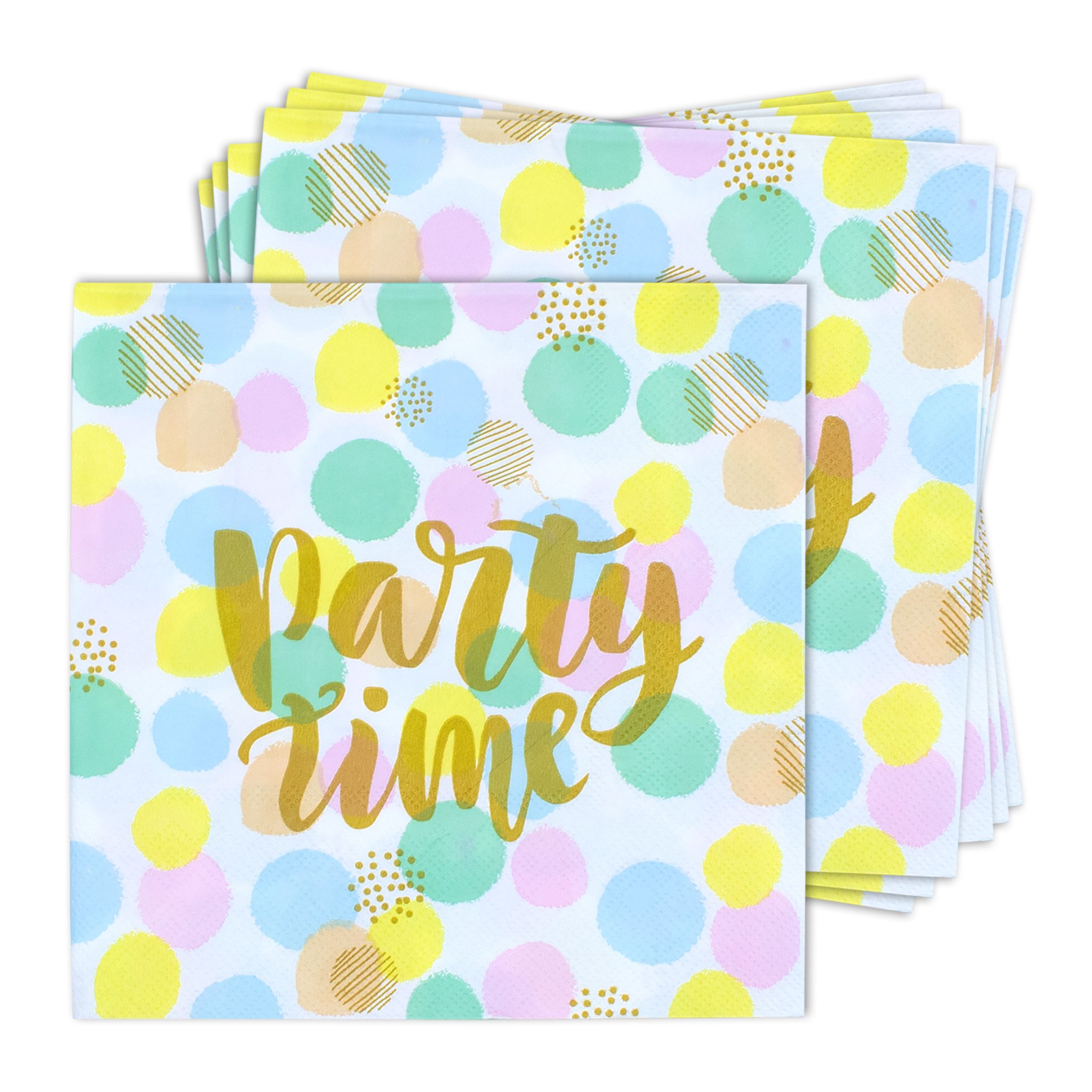 Spetebo Papierserviette Einwegservietten mit Aufdruck, (100 St), "Party Time"
