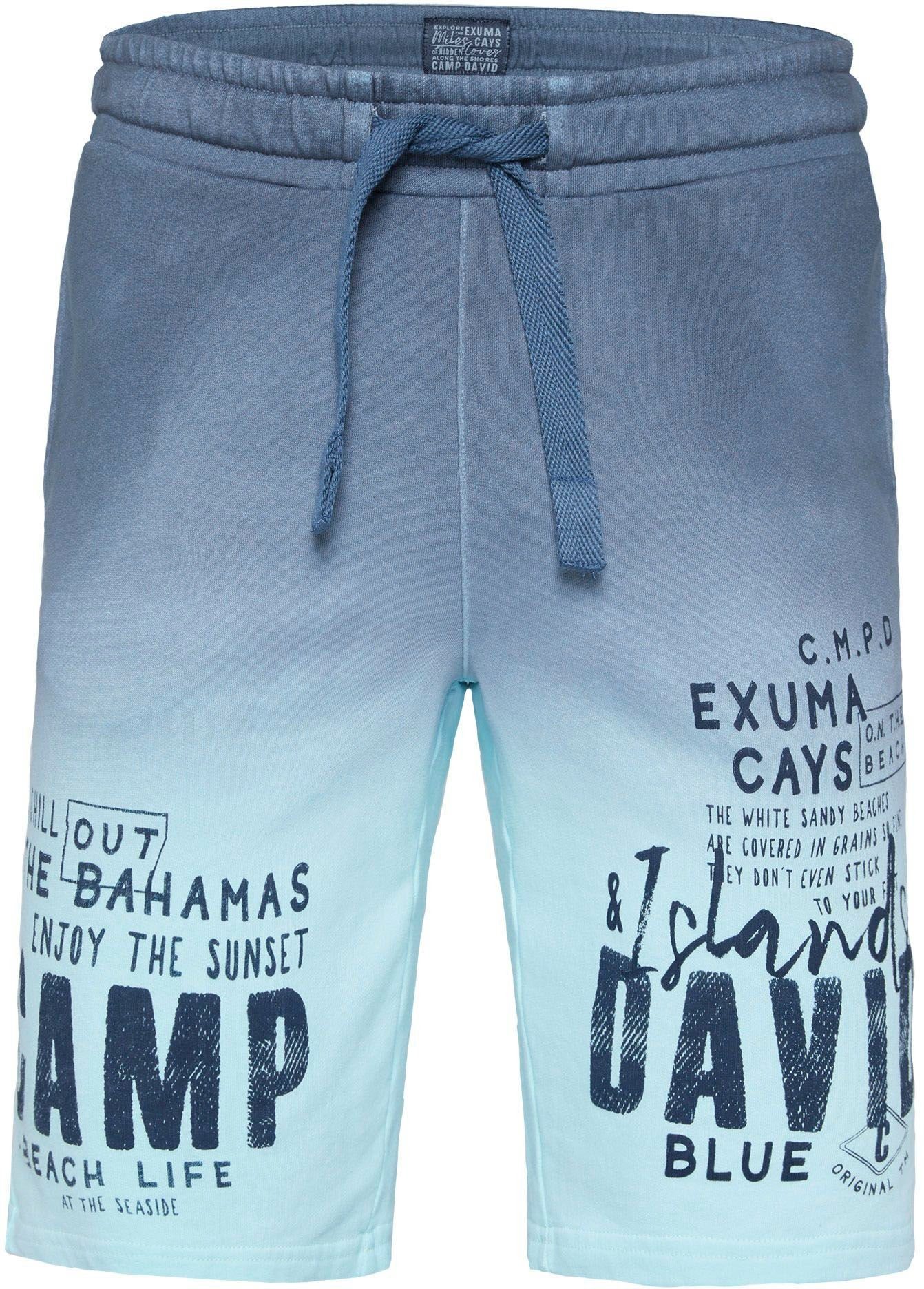 CAMP DAVID Sweatbermudas mit Logoschriftzug grey surf