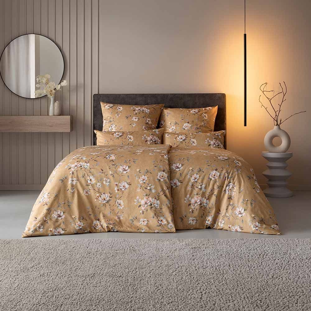 Estella Постельное белье Estella Mako-Satin Постельное белье 200x200 Lara messing Rosen Blütenzweige, Mako-Satin, 5 teilig