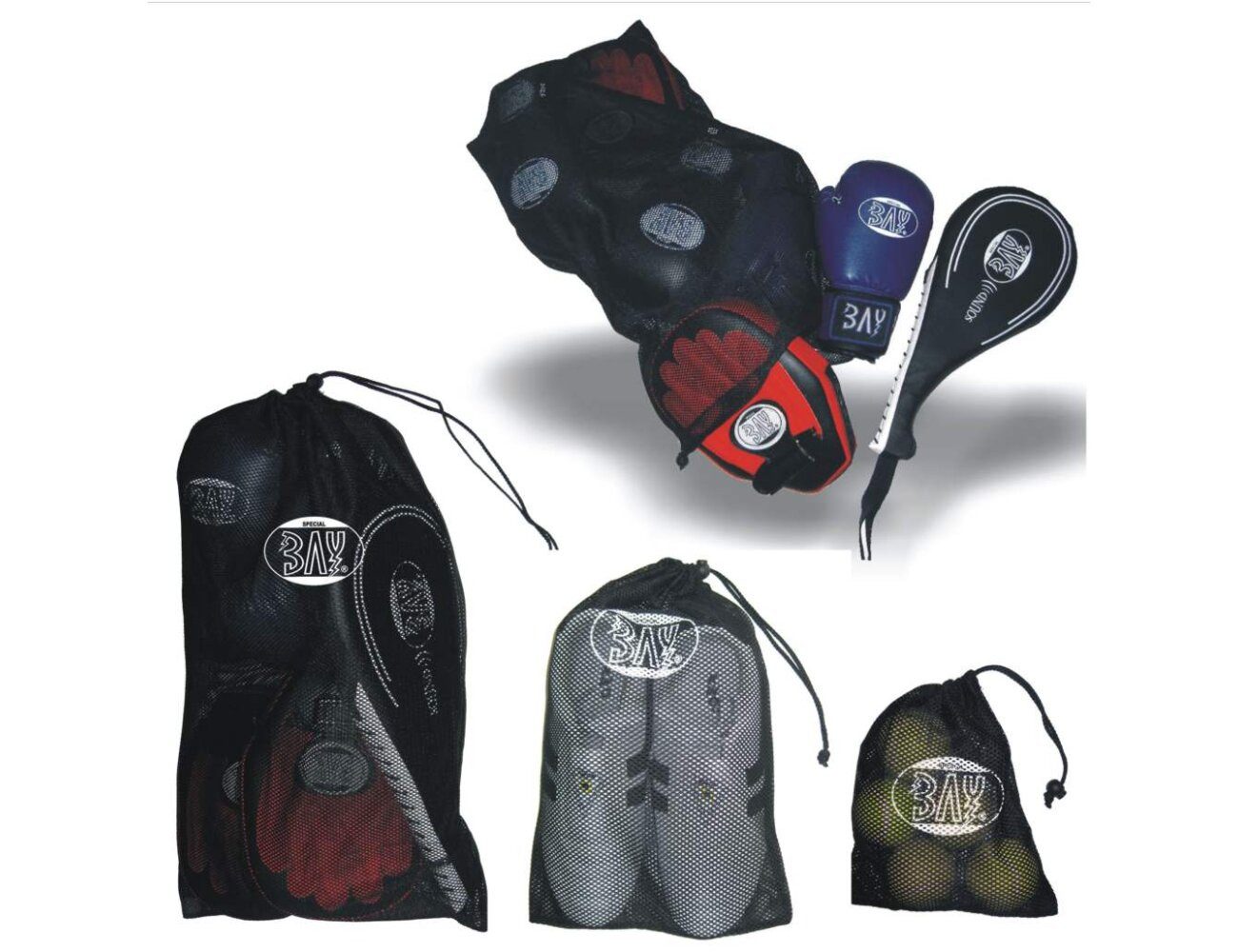 BAY-Sports Big Bag Mesh Bag Kordelzug Netzbeutel Turnbeutel Sport Schuhtasche Wäschesack, 3 Größen praktische Aufbewahrung luftdurchlässig Netzgewebe Kordelzug