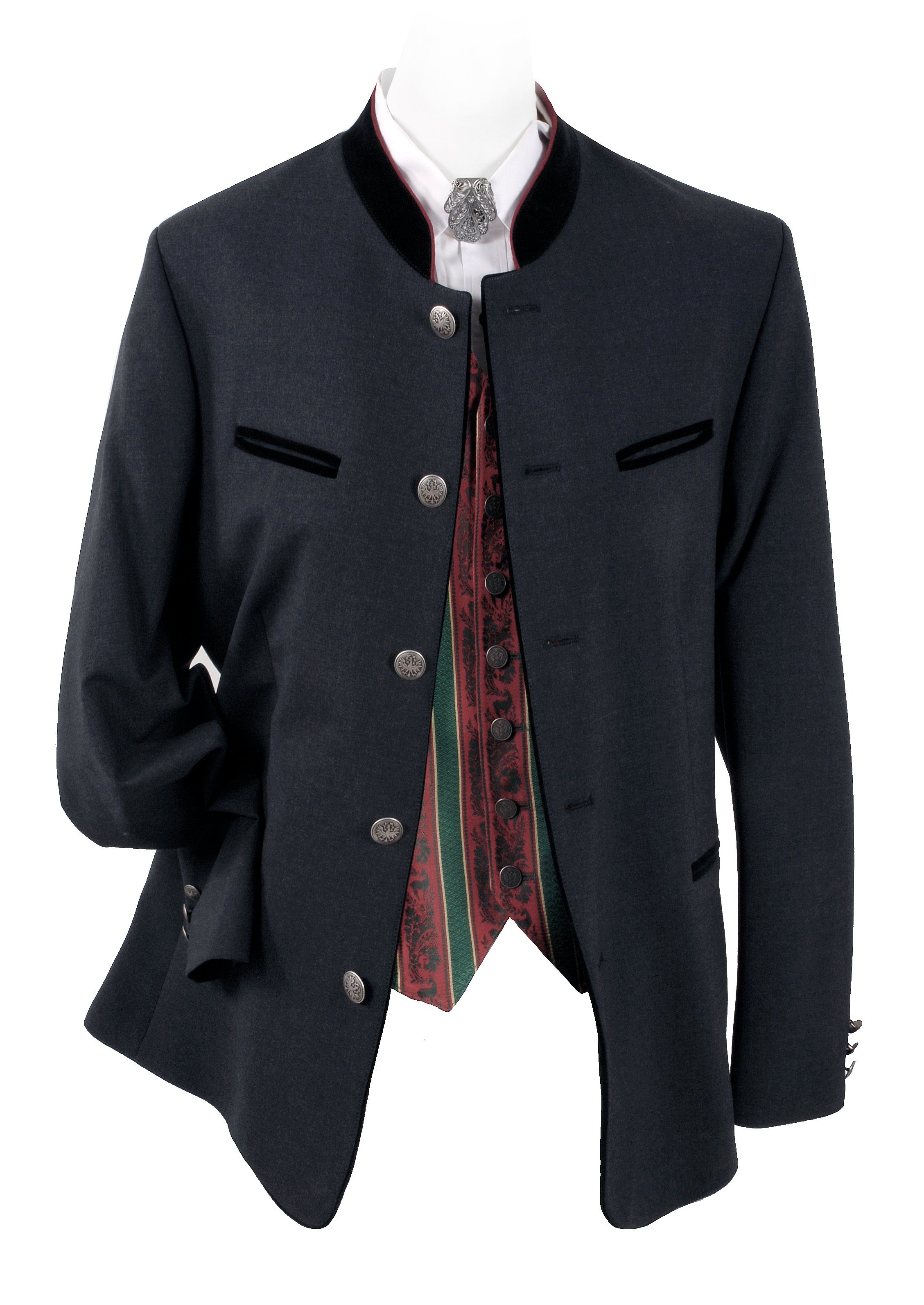 Moschen-Bayern Trachtenblazer Trachtenblazer Herren Trachtenjacke Trachtenjanker Blazer Schwarz Grau Stehkragen | Trachtenblazer