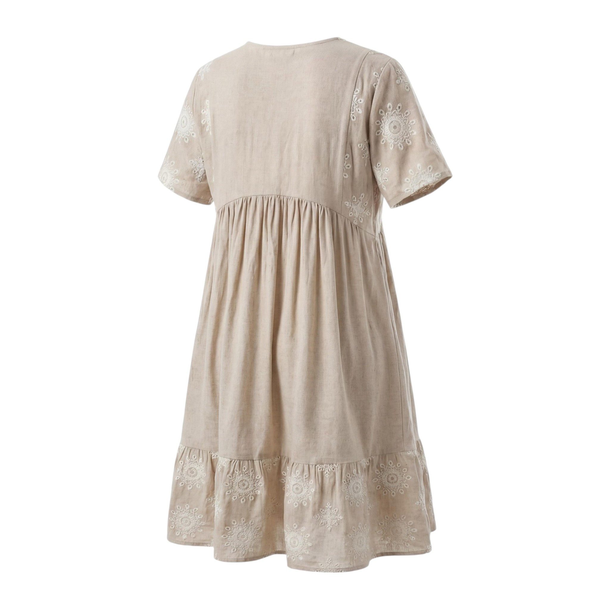 OriginalYou Sommerkleid Strandkleider Leichte Sommerkleider Damen Midi Kleider Boho Stil erhältlich in Größe 40/44, mit V-Ausschnitt, mit Boho Stickerei – Bild 5 von 5