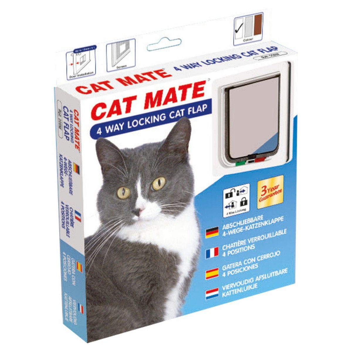 CAT MATE Katzenklappe 4-Wege Katzentür magnetisch 309 W weiß