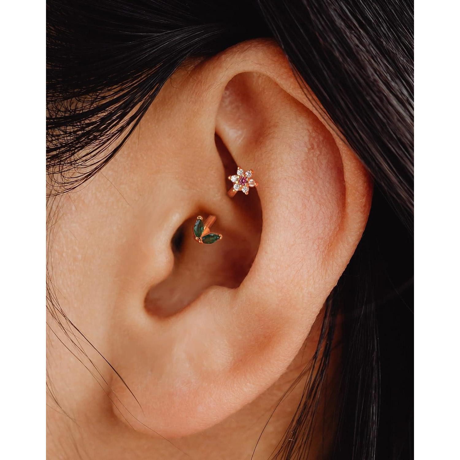 OUFER Augenbrauenpiercing 16G Rook Piercing Schmuck Daith Helix Earring Ohr Knorpel CZ Eyebrow