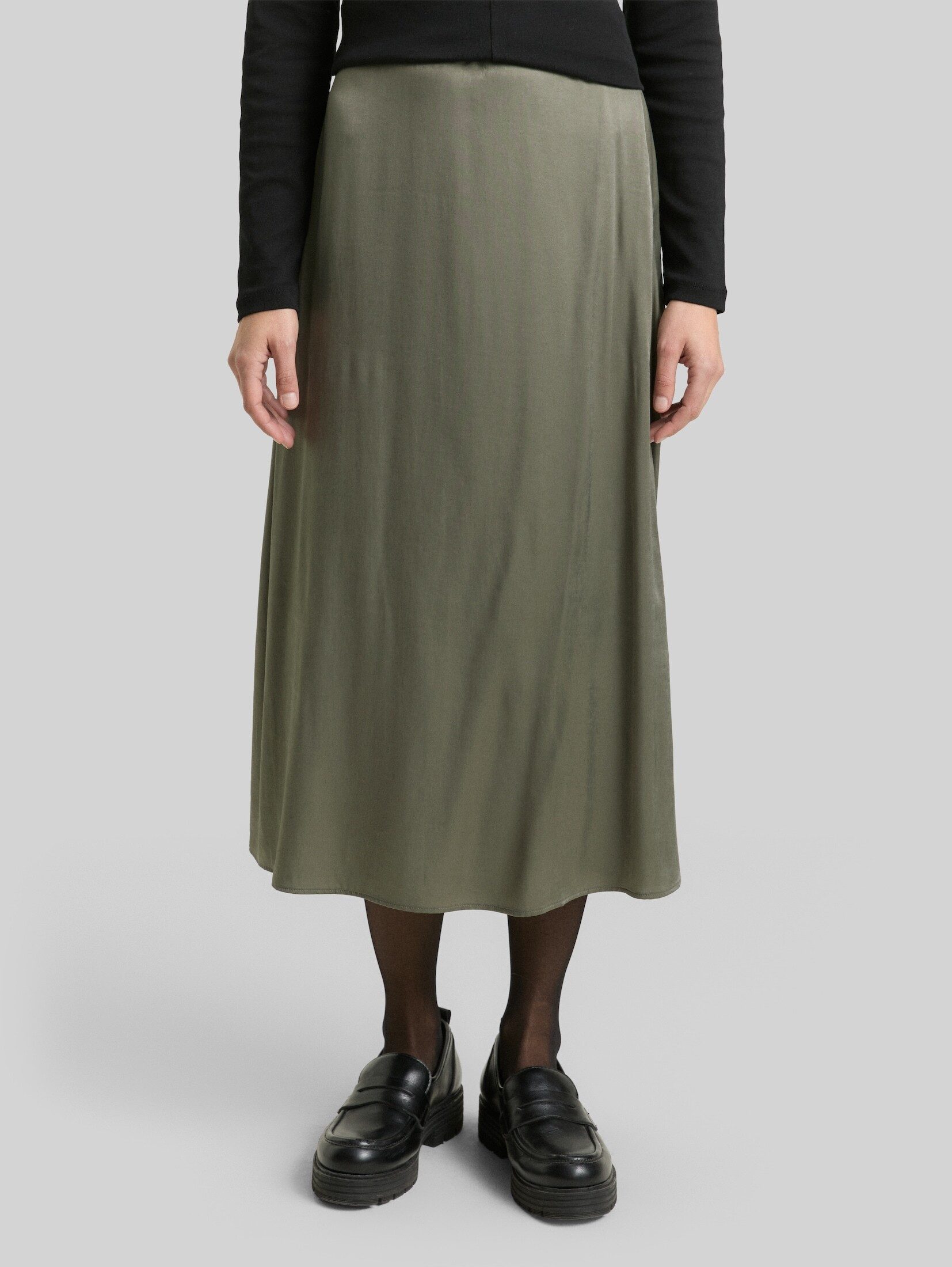 TOM TAILOR Sommerrock Röcke High Waist Satin Midi-Rock