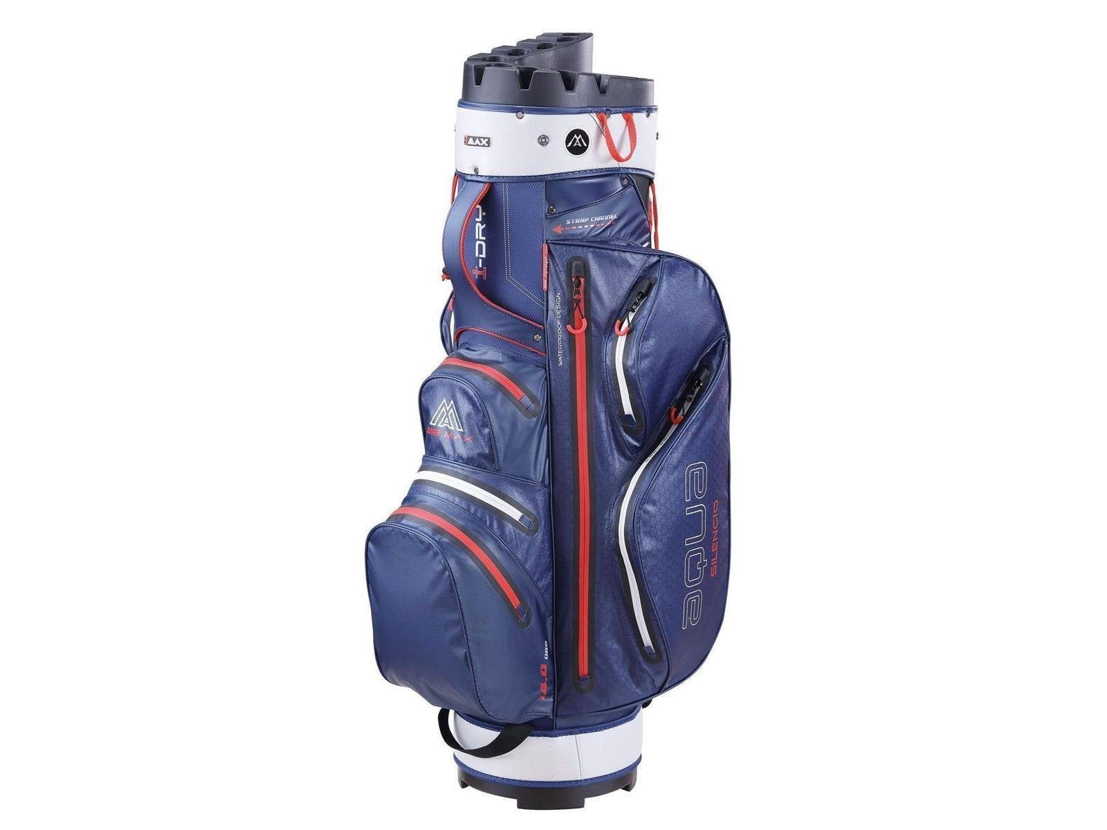 BIG MAX Golfreisetasche BIG MAX Cartbag Aqua Silencio 3, Wasserdicht I Cartbag I 14-fach Divider Navy/Silber/Rot