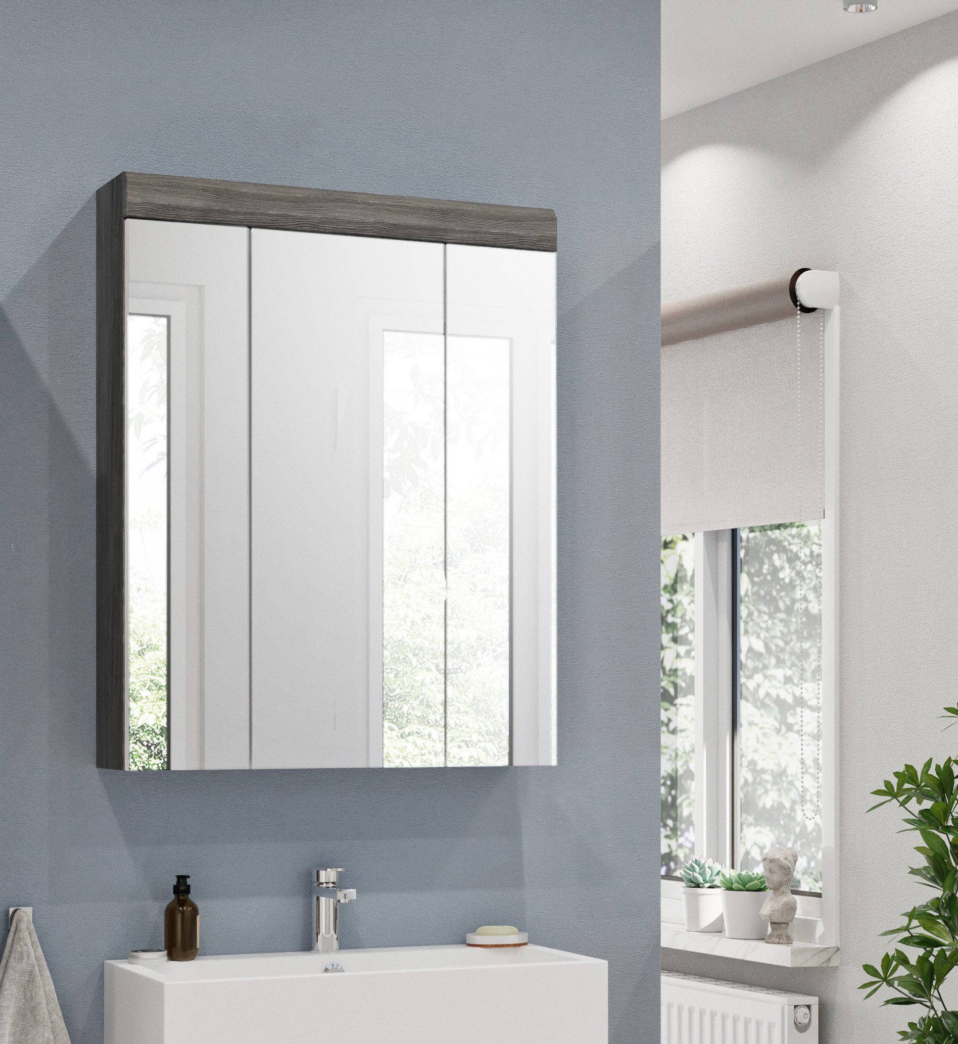 INOSIGN Badezimmerspiegelschrank "Siena, Breite 60cm, 3 Spiegeltüren, 9 Fäc günstig online kaufen