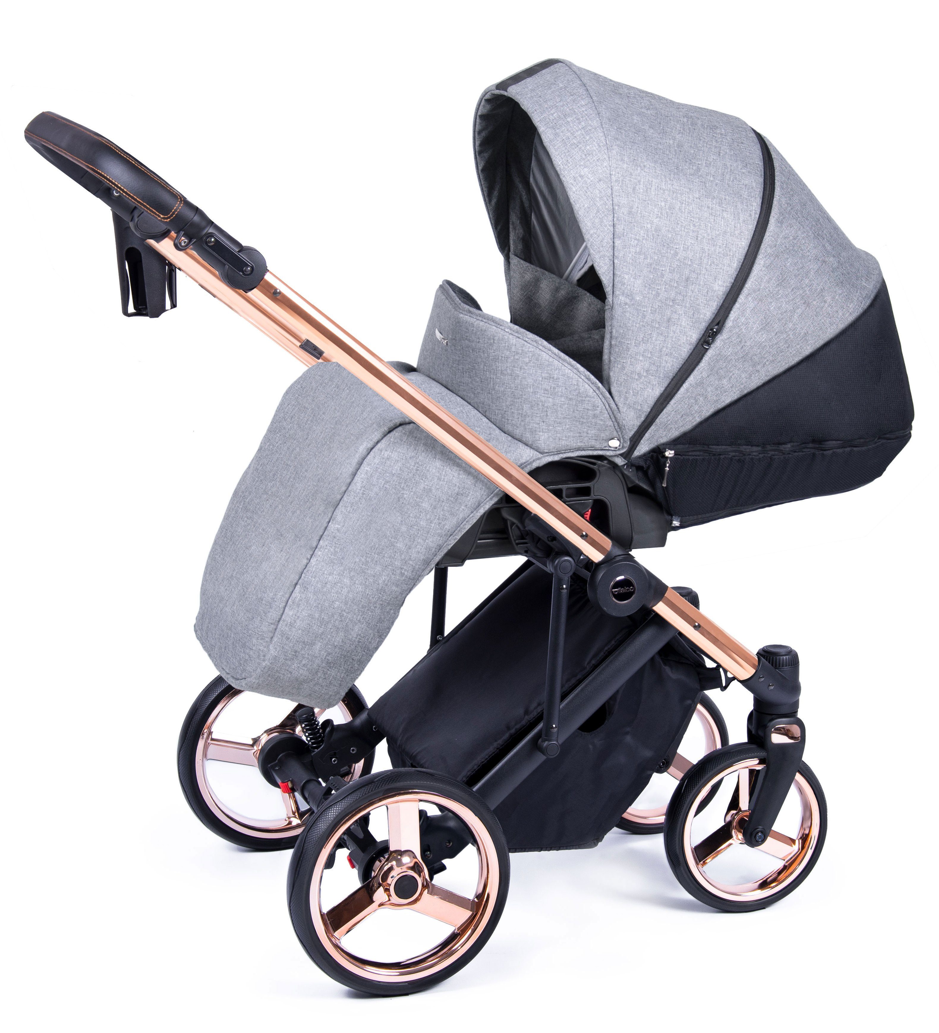 in Fado Grau - Teile Kombi-Kinderwagen 1 3 Kinderwagen-Set Gestell gold 24 15 = - babies-on-wheels in Designs