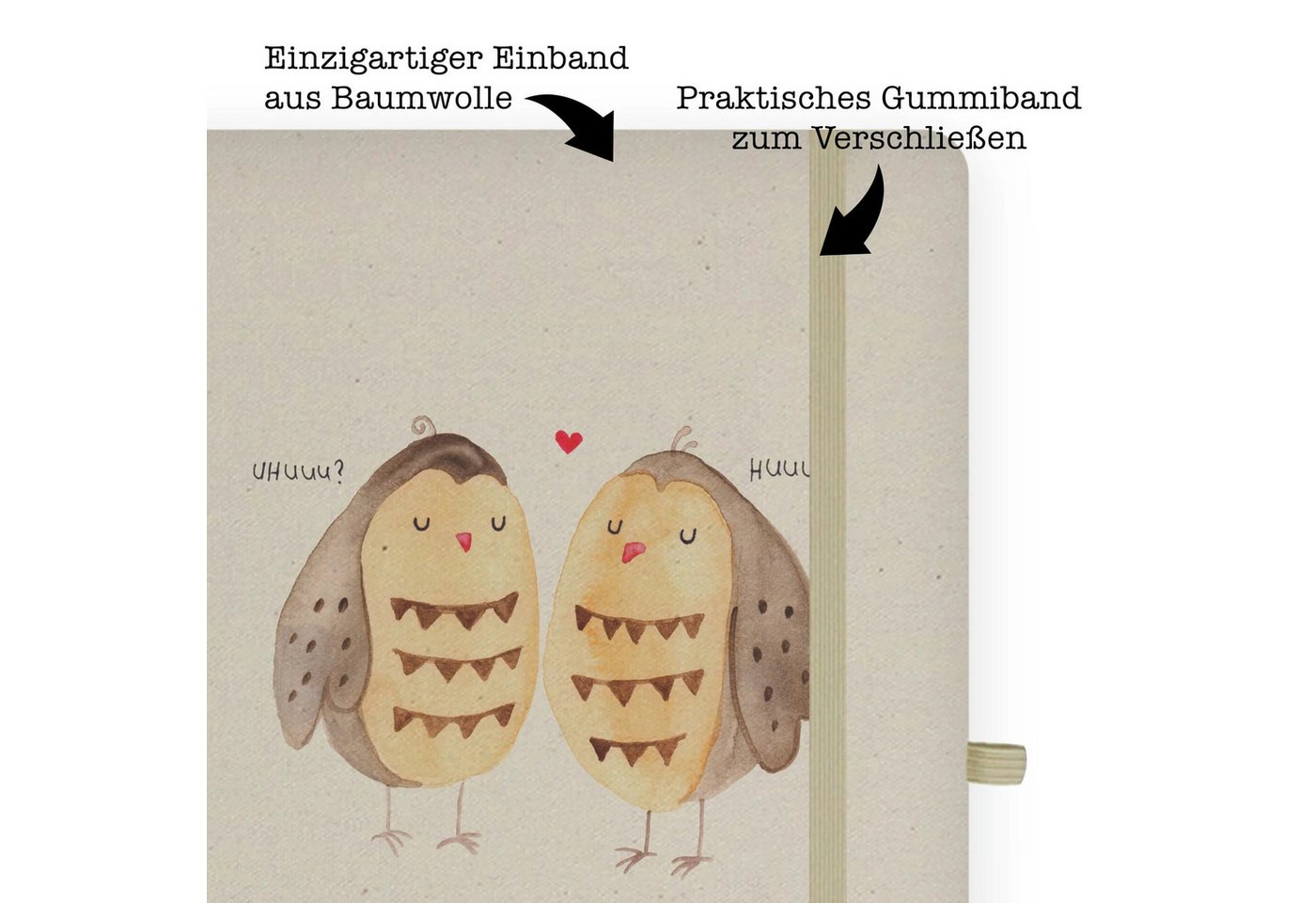 Thumbnail - Mr. & Mrs. Panda Notizbuch Eulen Liebe - Transparent - Geschenk, DIN A4 Notizbuch Für Schule, DI Mr. & Mrs. Panda, Echte...