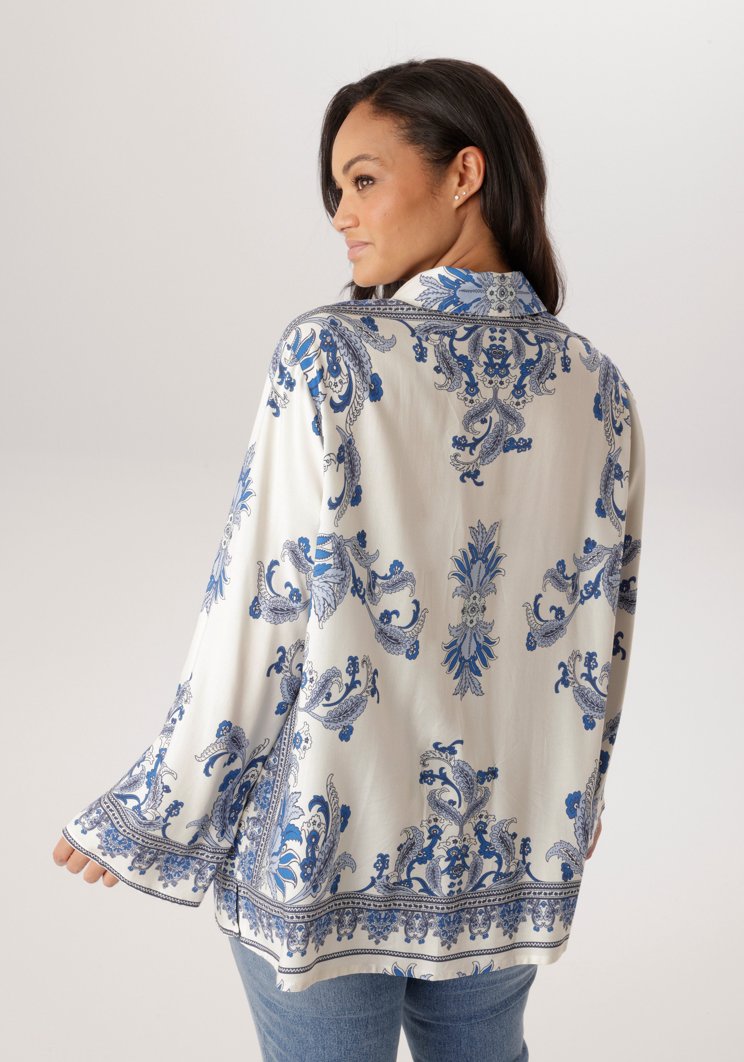 Aniston PLUS Hemdbluse mit edler Blumendruck - NEUE KOLLEKTION günstig online kaufen