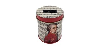 Fridolin Anspitzer, Doppelspitzer-Runddose aus Metall, Wolfgang Amadeus Mozart