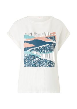 s.Oliver Shirttop T-Shirt im Materialmix Artwork