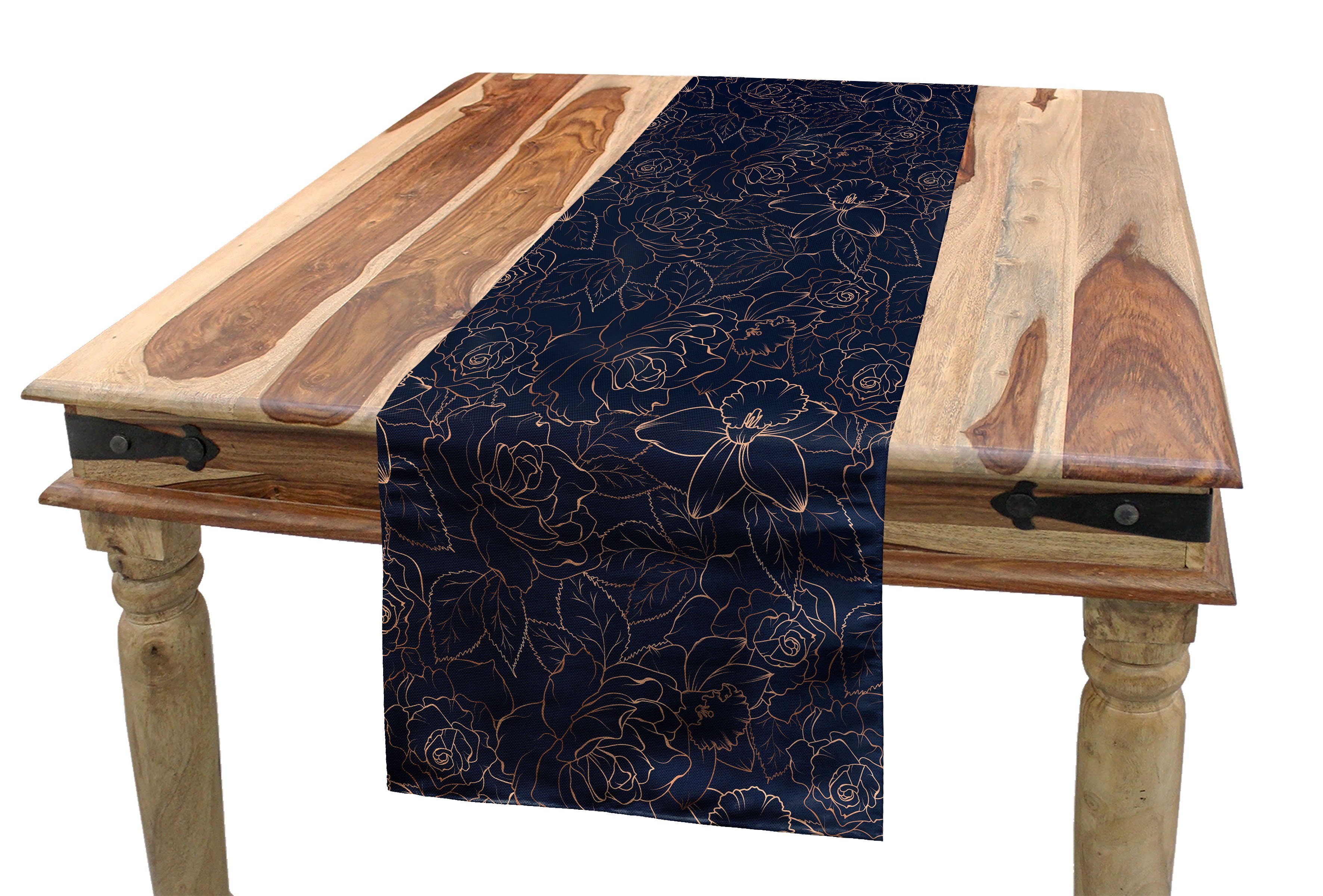 Abakuhaus Tischläufer Esszimmer Küche Rechteckiger Dekorativer Tischläufer, Navy blau Abstract Floral Konzept