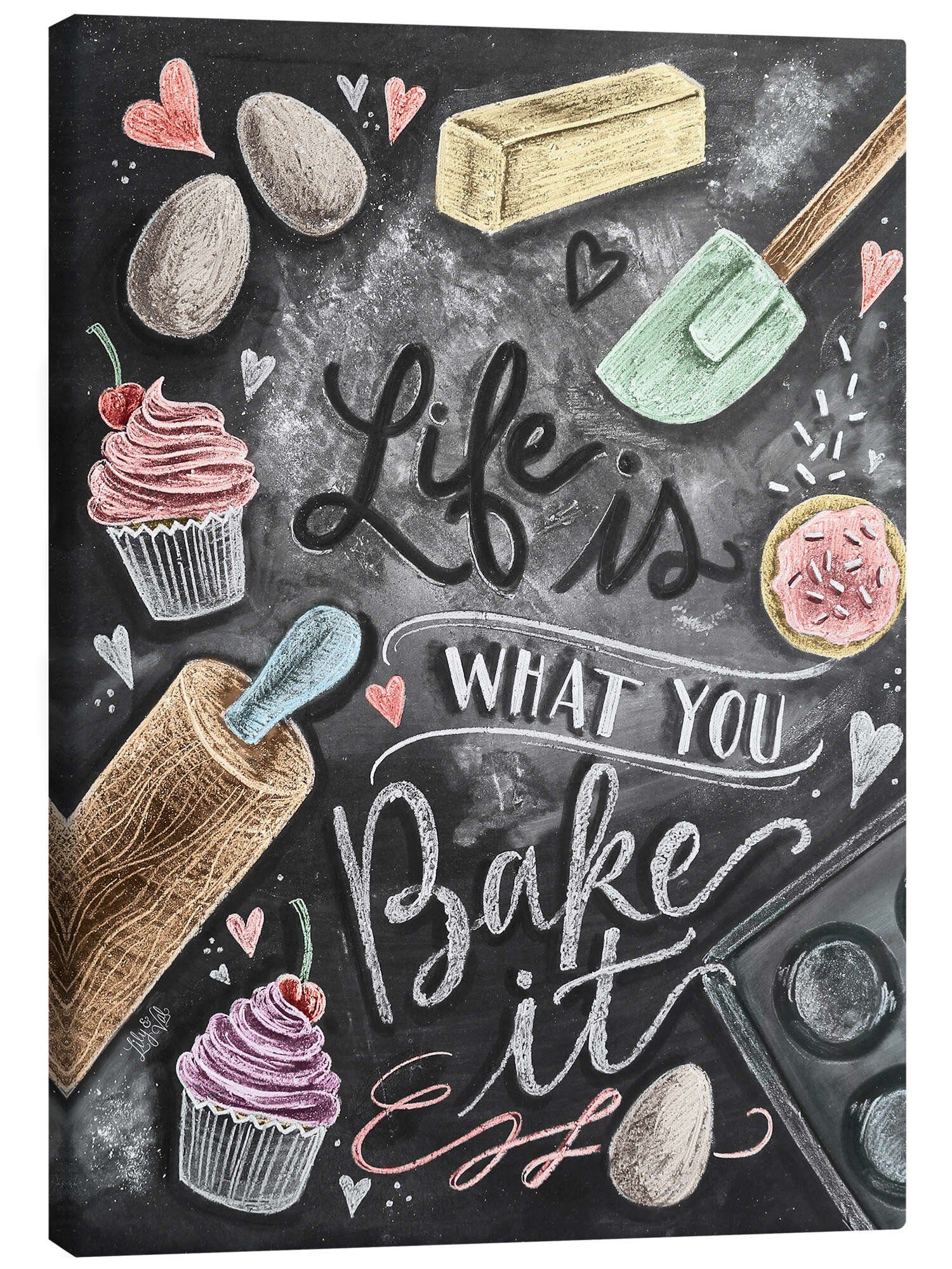 Posterlounge Leinwandbild Lily & Val, Leben ist, was du bäckst (Englisch), Bar Illustration