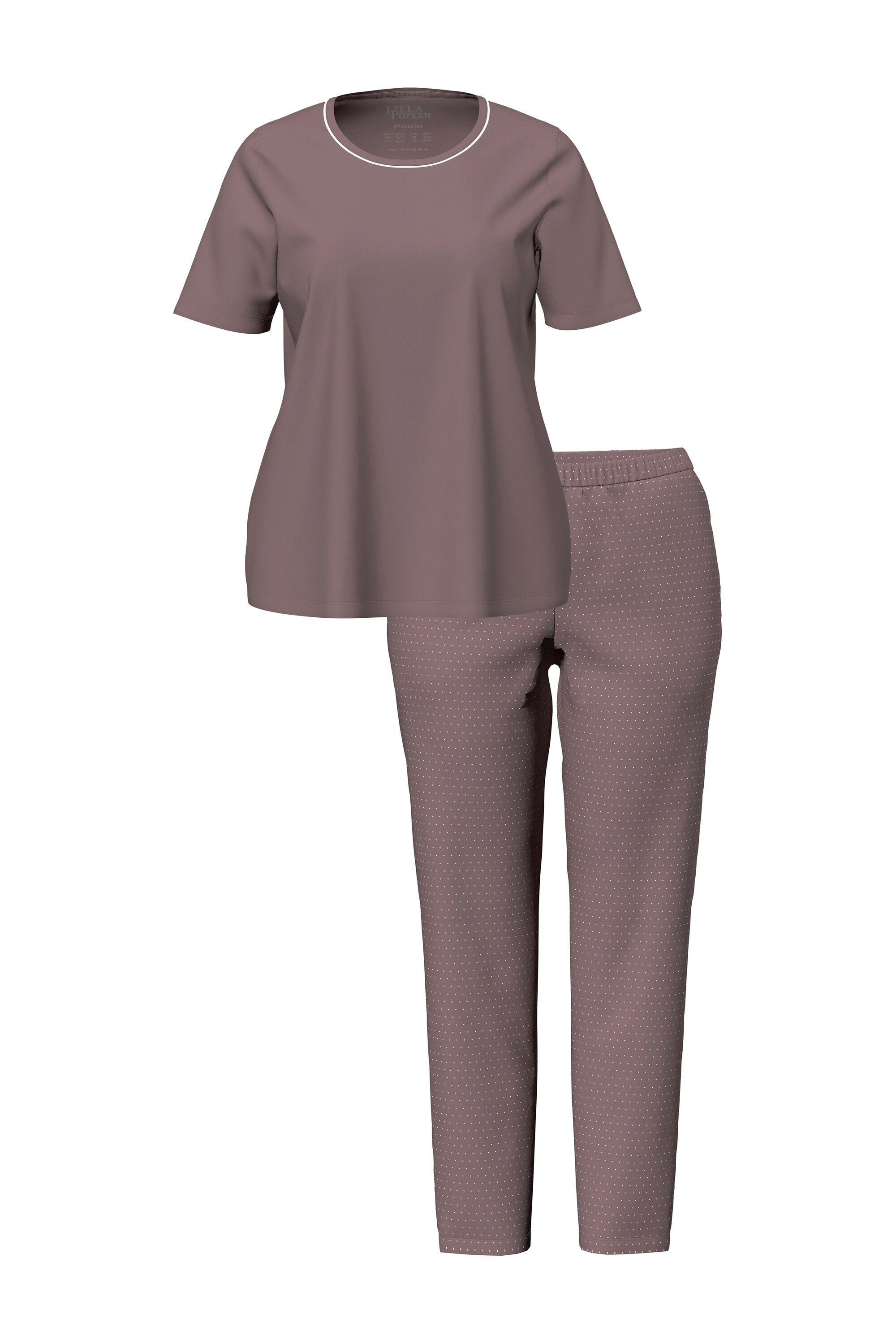 Ulla Popken Pyjama Pyjama Punkte Rundhalsausschnitt Halbarm