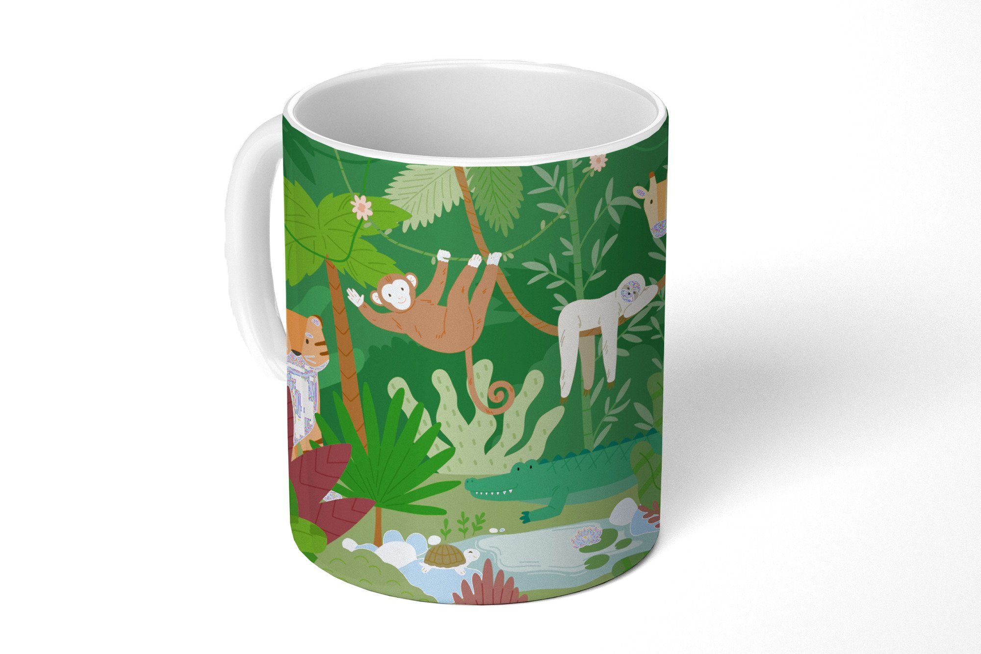 MuchoWow Tasse Dschungel - Giraffe - Rebe, Keramik, Kaffeetassen, Teetasse, Becher, Teetasse, Geschenk