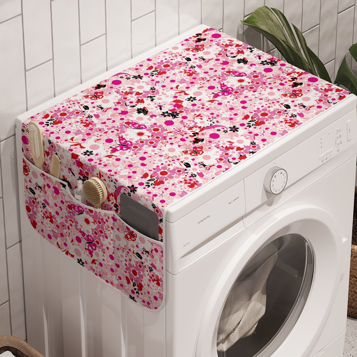 Waschmaschine Blütenblätter Blumen Trockner, für und Schmetterlinge Badorganizer Abakuhaus Anti-Rutsch-Stoffabdeckung