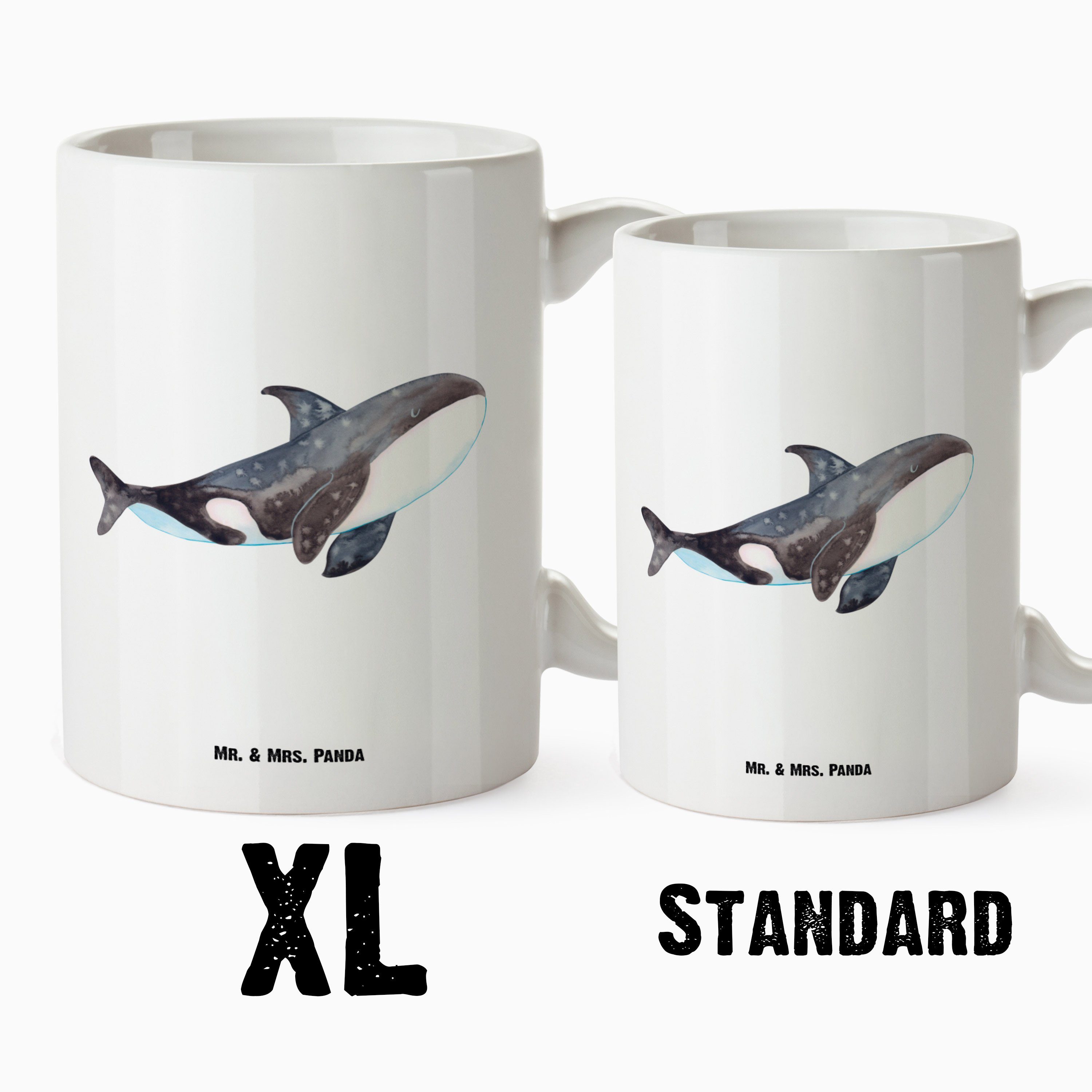 Becher, Tasse, & Bü, - XL Weiß Panda Tasse XL Mrs. Meer, Mr. Teetasse, Jumbo Geschenk, - Keramik Tasse Orca XL