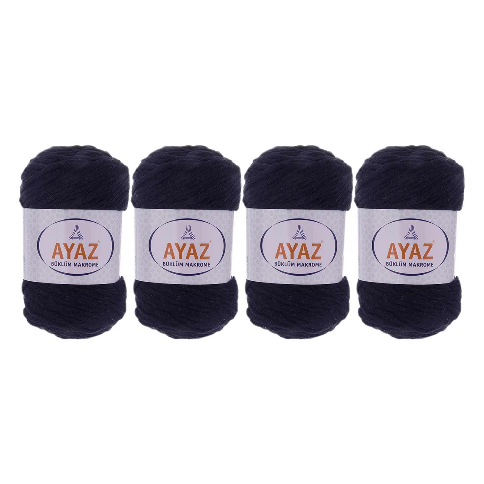 AYAZ 4 x 250g Strickgarn Büklüm Makrome Häkelwolle, 1148 mitternachtsblau