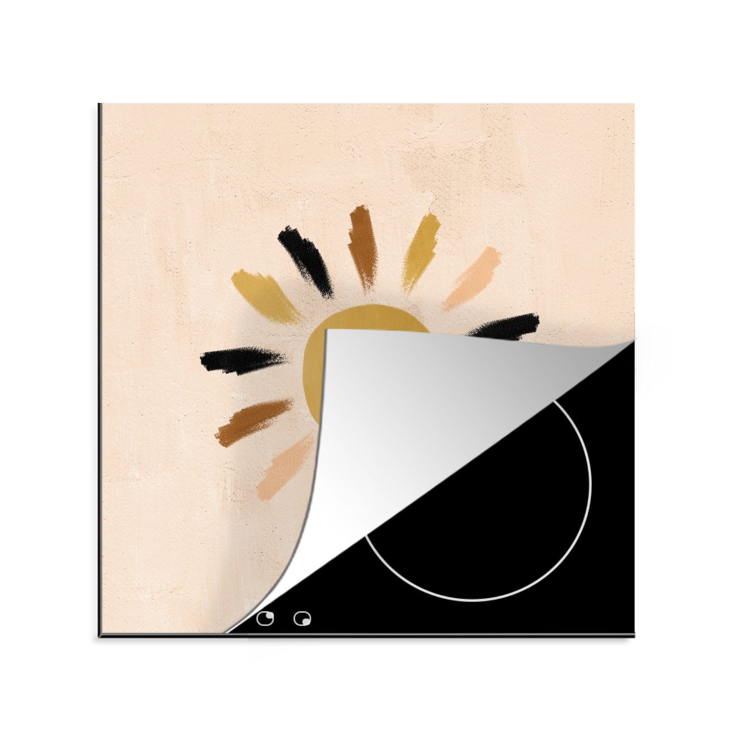 MuchoWow Herdblende-/Abdeckplatte Sonne - Bohème - Raum - Pastell, Vinyl, (1 tlg), 78x78 cm, Ceranfeldabdeckung, Arbeitsplatte für küche | Herdabdeckplatten