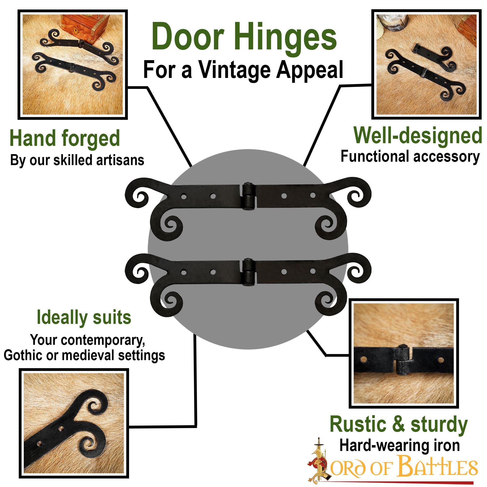 Lord Of Battles Türbeschlag Türscharniere Paar Handgeschmiedet Eisen Rustikal 26,2 x 6,6 cm