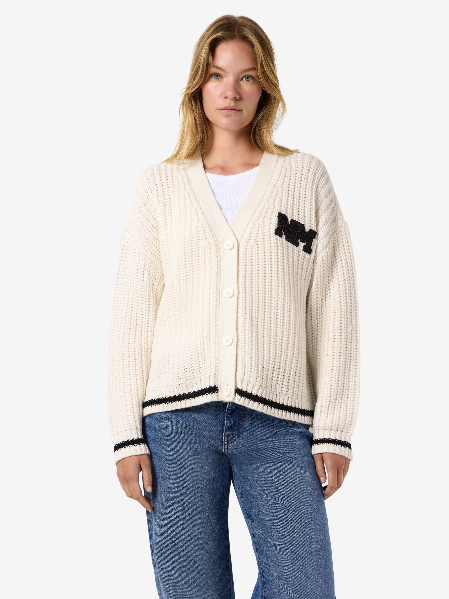 Noisy may Cardigan Gemütlicher Strickstyle Knopfverschluss für Damen (1-tlg) Gerippte Ärmelbündchen, Colourblock, Strick, Lässiger Stil