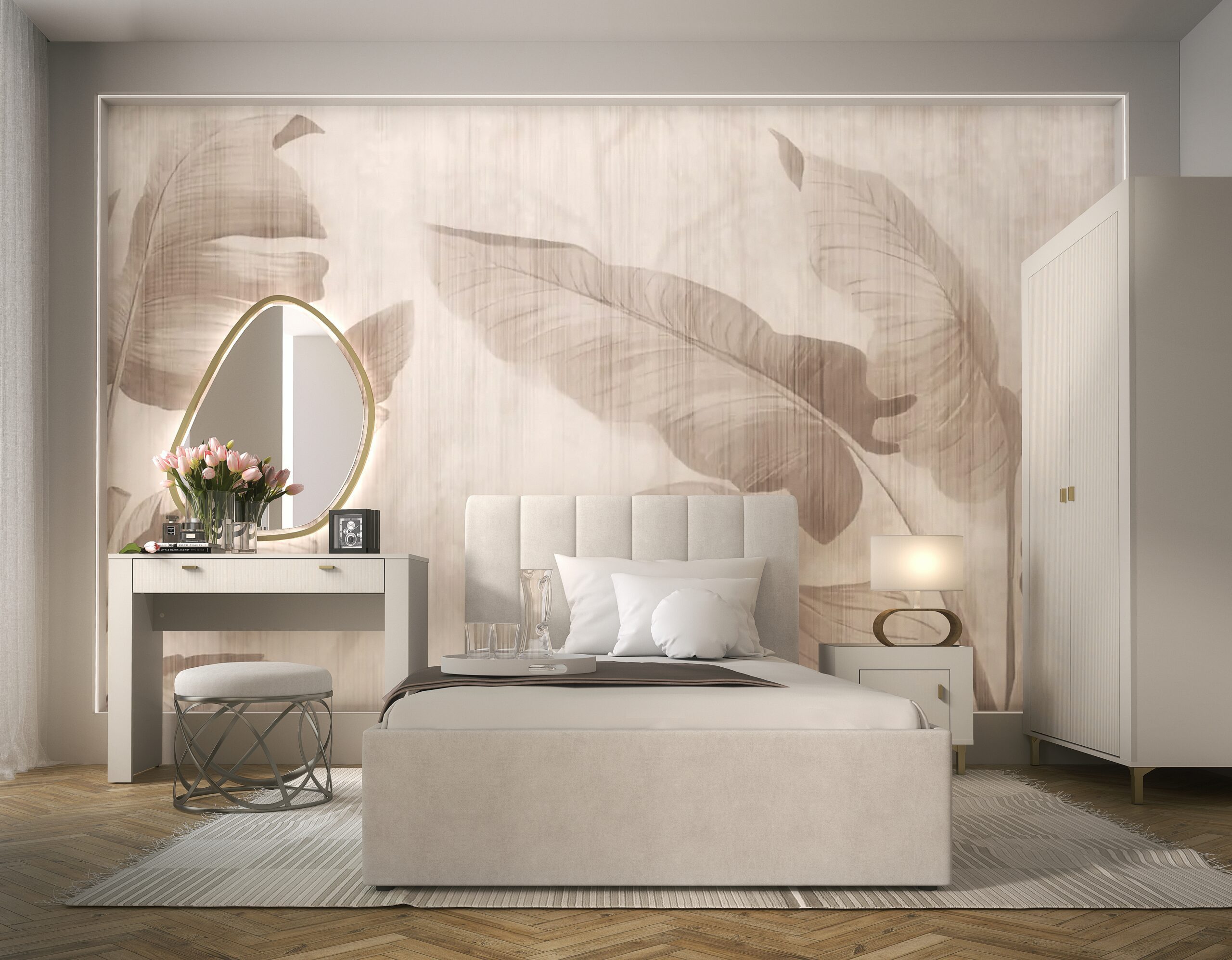 möbel-direkt.de Jugendzimmer-Set Mossa in Kashmir & Eiche Whisky, (Komplett-Set, 4-tlg., in verschiedenen Varianten wählbar), Polsterbett in 120er oder 140er Breite