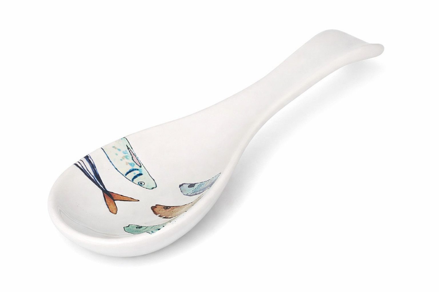 WestCraft Speiseteller Teller, mediterran mit Sardinen-Motiv, Maritime Löffelablage 25 cm, (1 St), 1 Stück, hochwertig und robust - langlebig und vielseitig einsetzbar