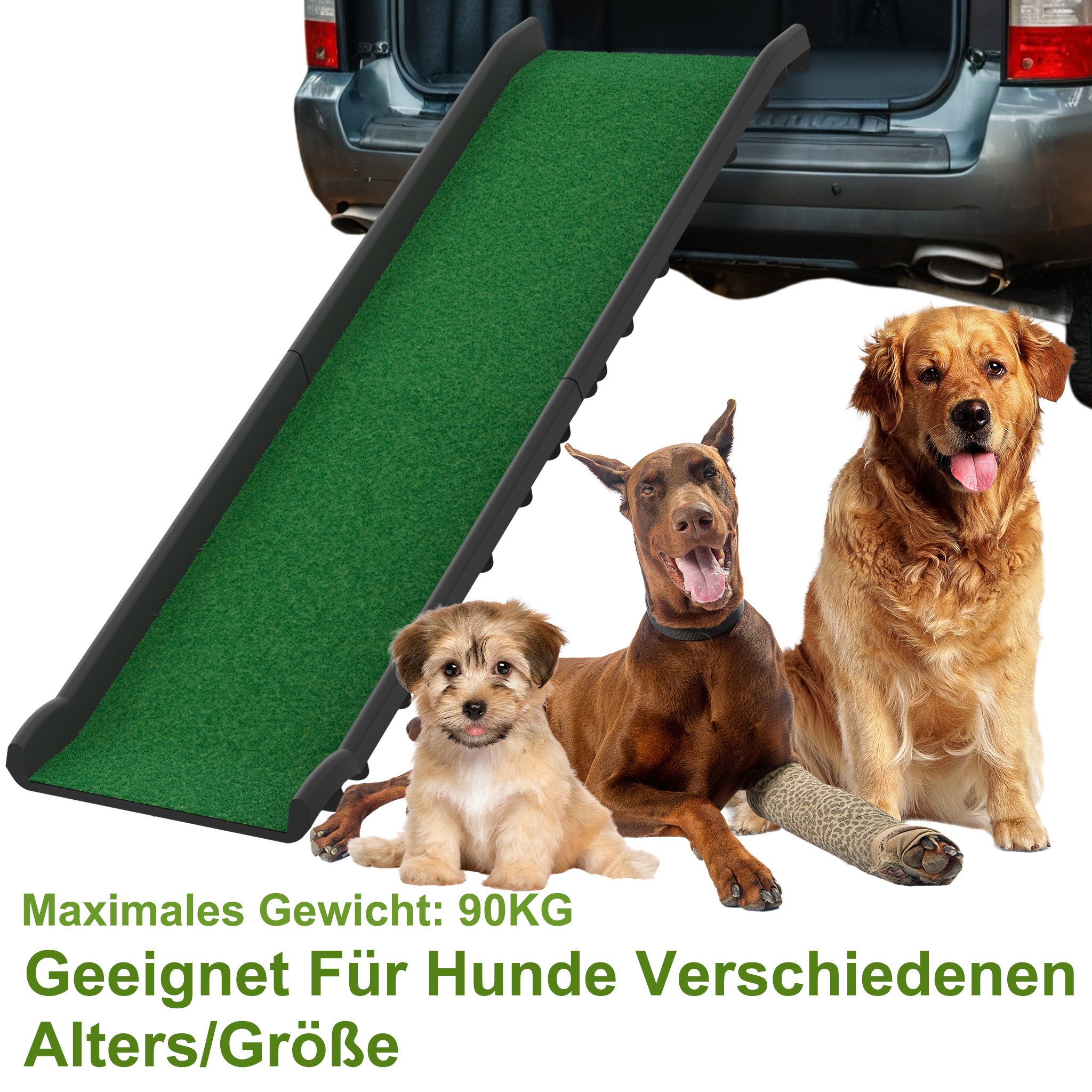 FIVMEN Haustiertreppe 156x40cm Hunderampe Faltbare Hundetreppe Auffahrrampe, Haustiertreppe für Große und Schwere Hunde
