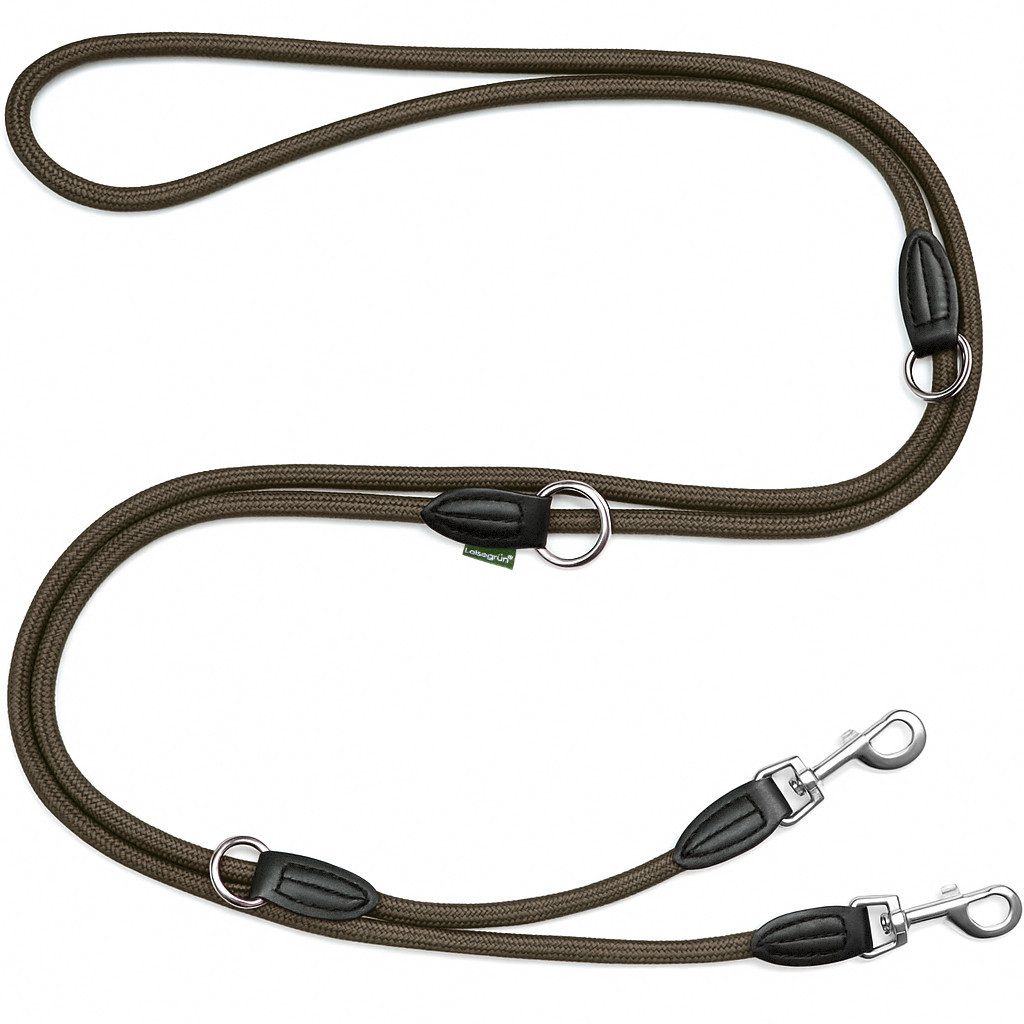 Leisegrün Hundeleine Hundeleine für große Hunde, Hundeleine 3m verstellbar - Braun, Nylon