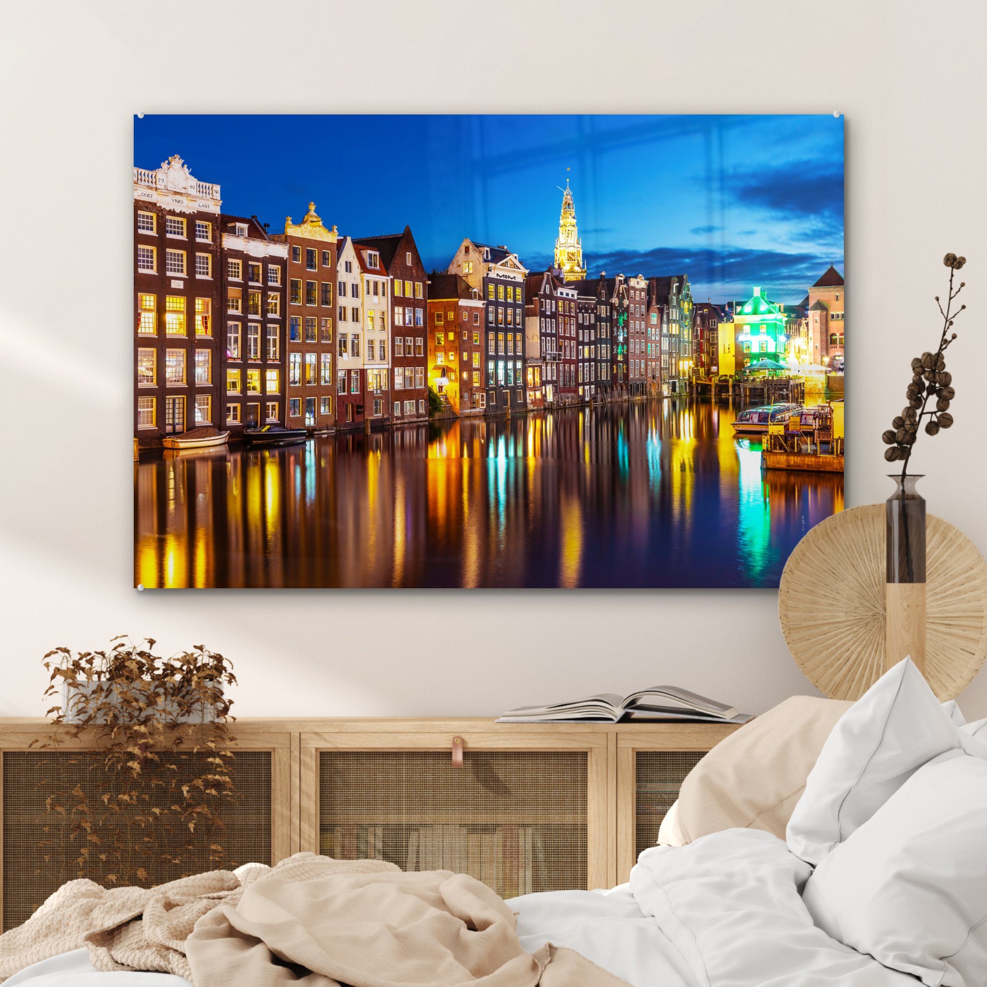 - (1 Schlafzimmer Acrylglasbilder Acrylglasbild & St), Amsterdam, Reflexion - MuchoWow Wohnzimmer Licht