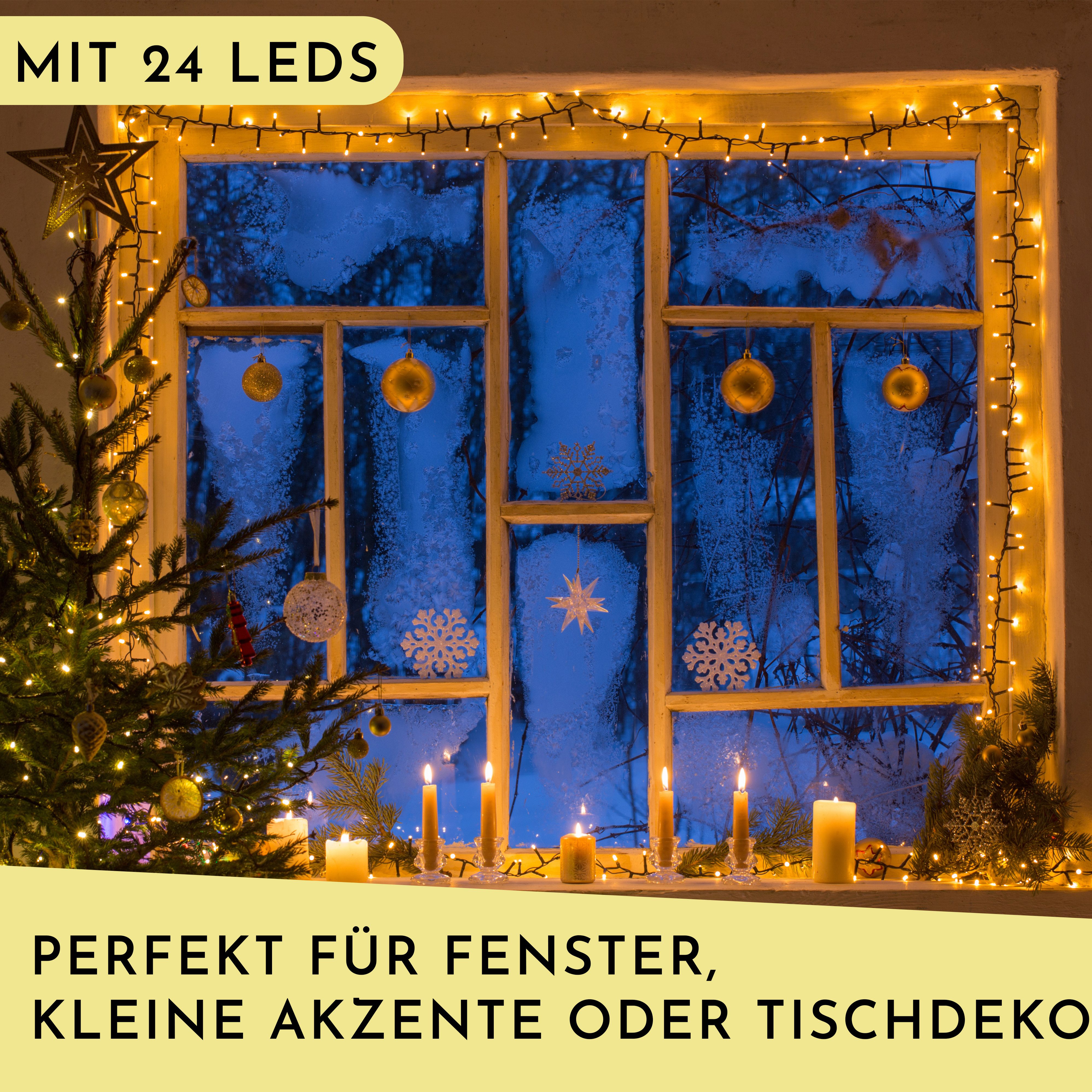 Nordstern LED-Lichterkette WarmWeiß von 24 bis 1.200 LED Weihnachtsdeko für Innen und Außen, Batteriebetrieben 24 LED - 1,8 m für Weihnachtsbaum – Bild 5 von 5