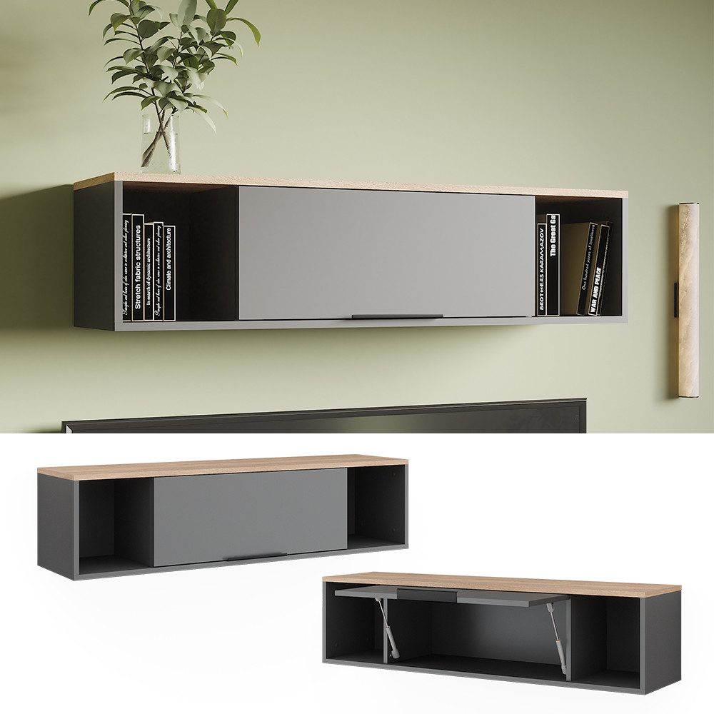 Vicco Bücherregal Betti, Anthrazit/Sonoma, 120 x 30 cm günstig online kaufen