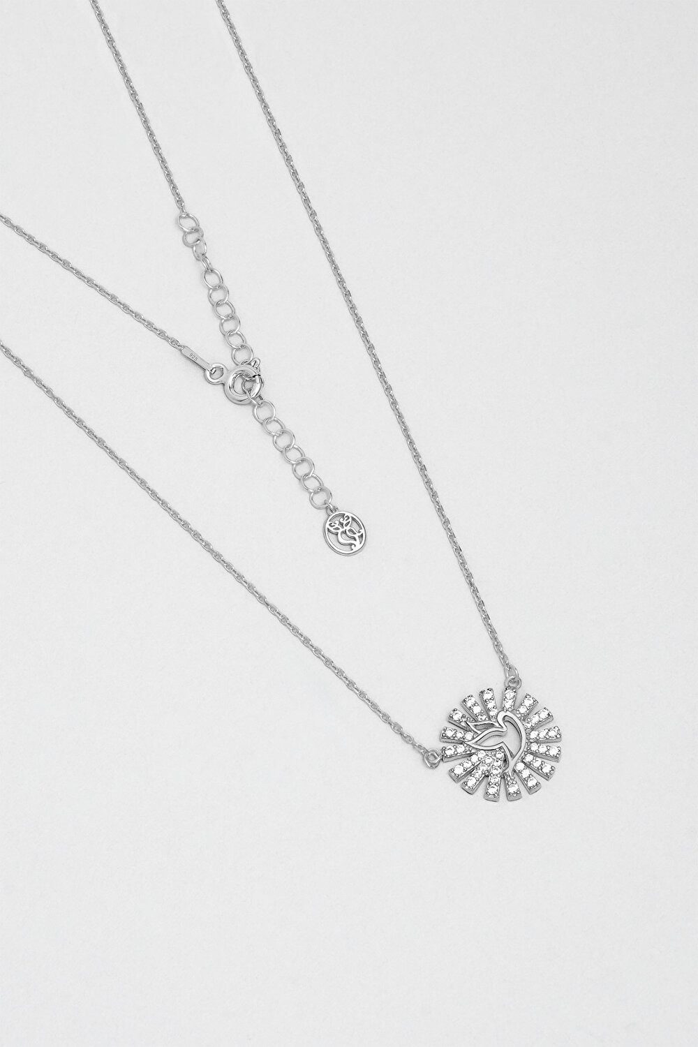 Kette mit Einhänger Glücksvogel 18K Weißgold Plattiert 46cm Halskette