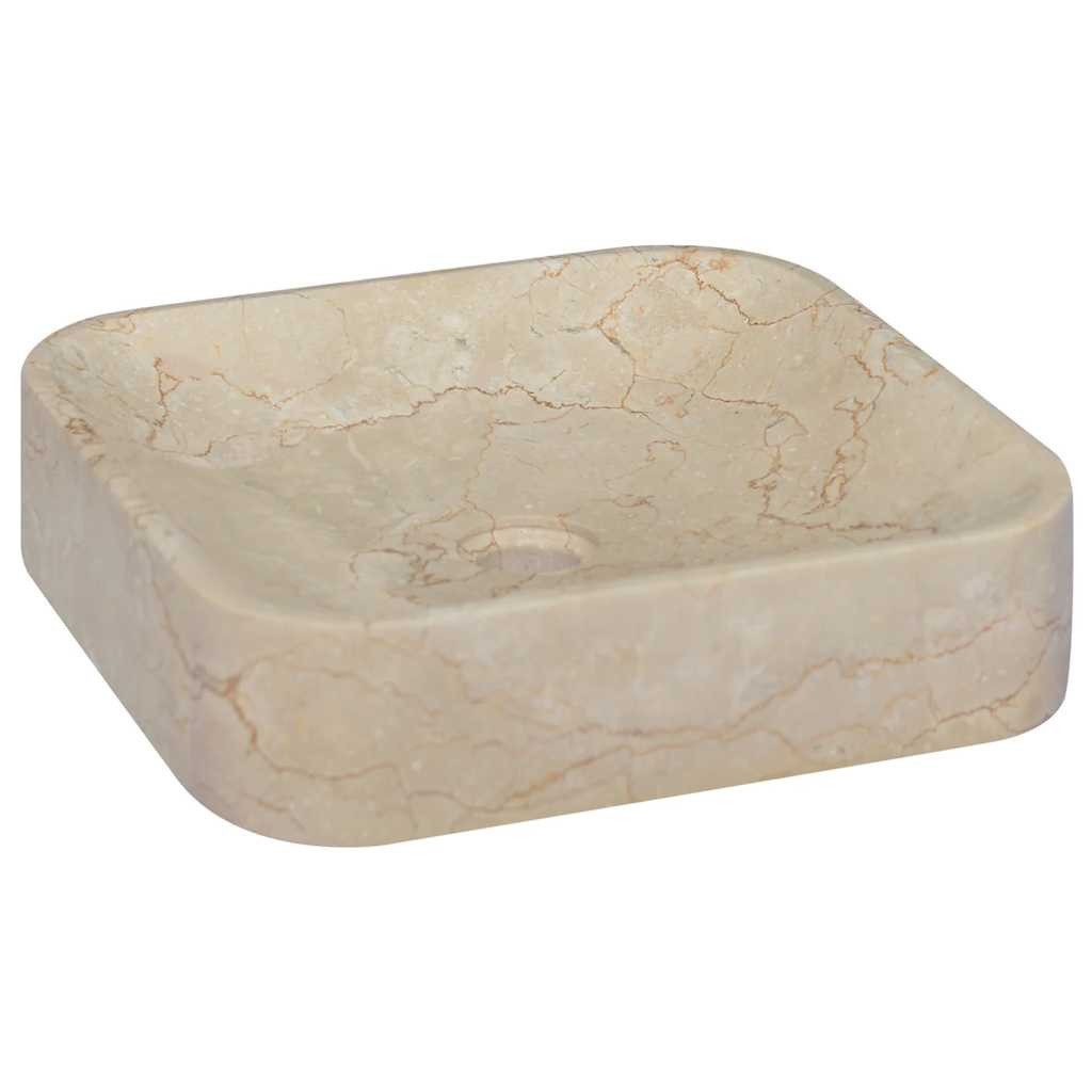 vidaXL Waschbecken Waschbecken Creme 40x40x10 cm Marmor