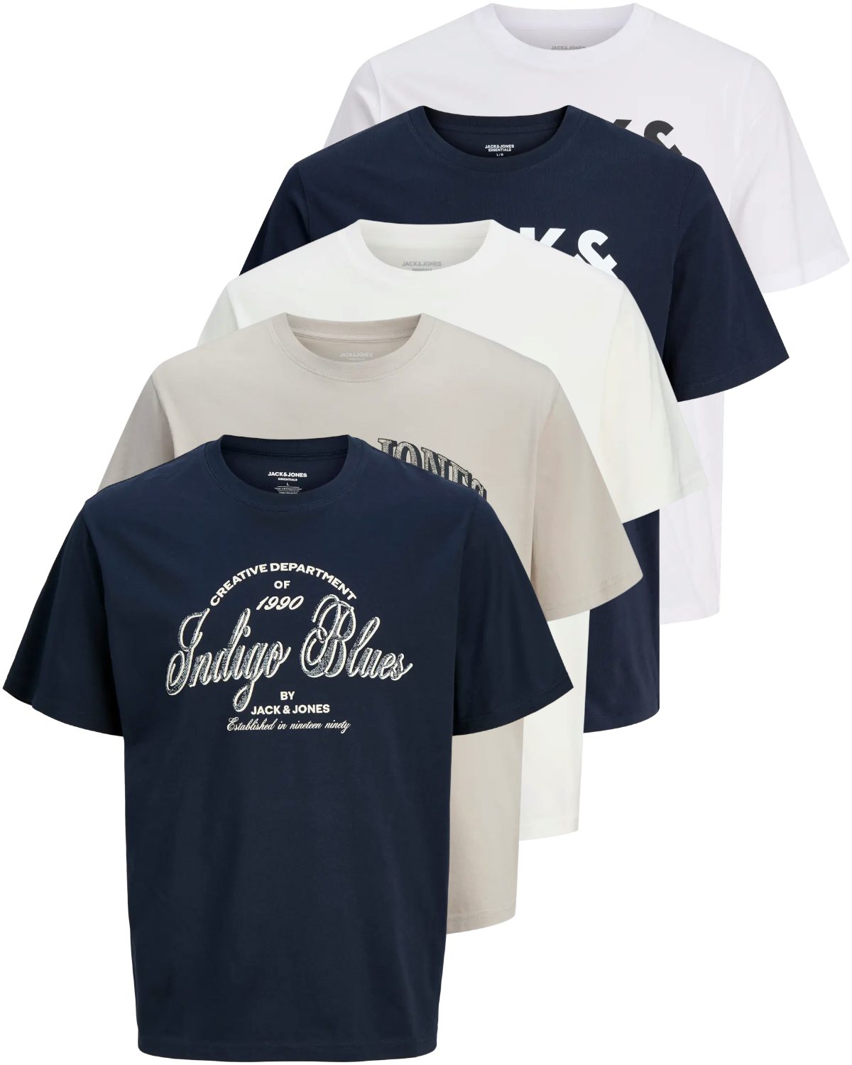 Jack & Jones Print-Shirt Bedrucktes T-Shirt aus Baumwolle (5er-Pack)