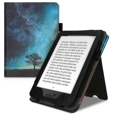 kwmobile E-Reader-Hülle Flip Schutzhülle für Tolino Page 2, Handschlaufe - Cover Galaxie Baum Wiese Design