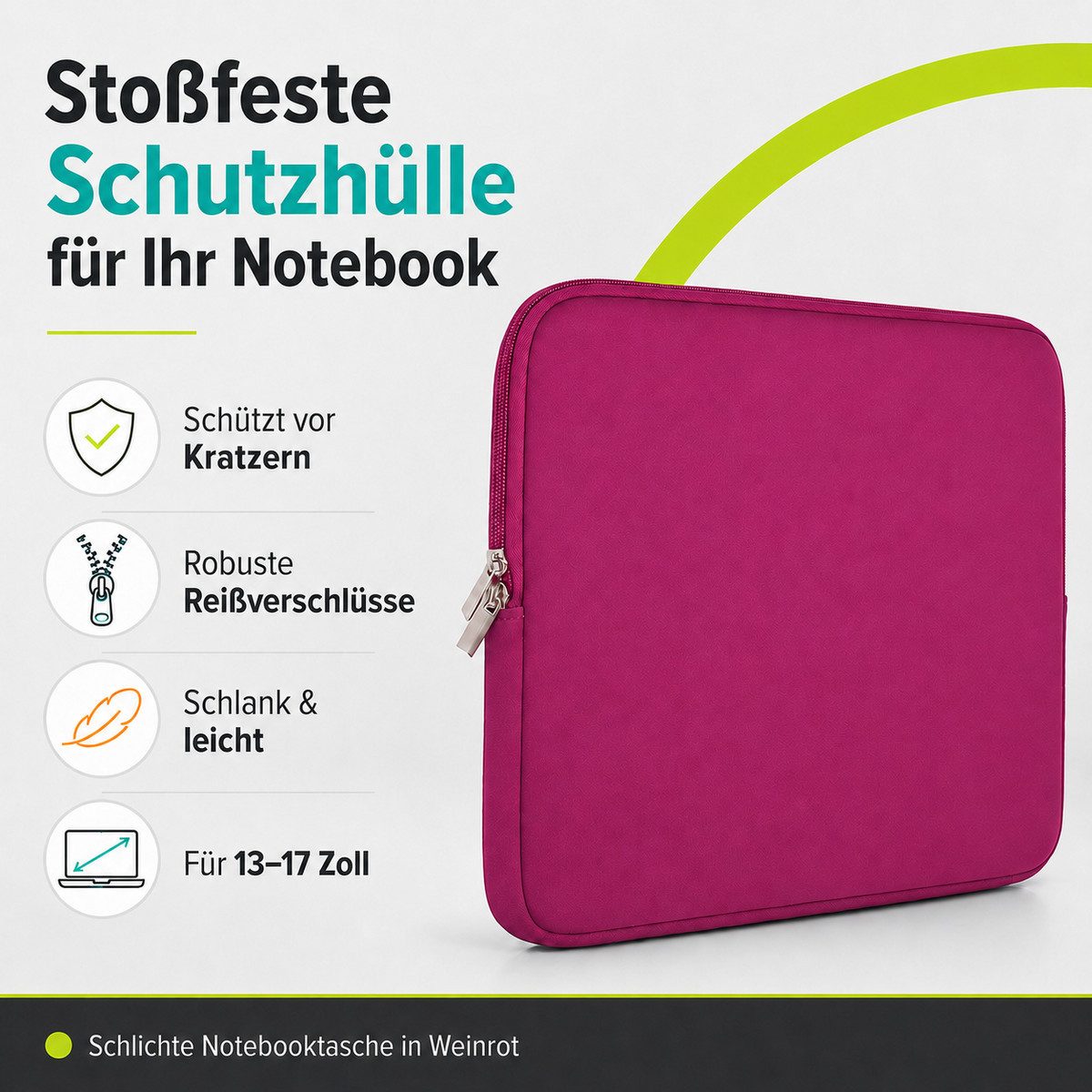 König Design Laptoptasche Universal Notebooktasche 13 Zoll Sleeve Tasche Hülle Laptop Case Cover, weiches Innenfutter zum Schutz vor Kratzern
